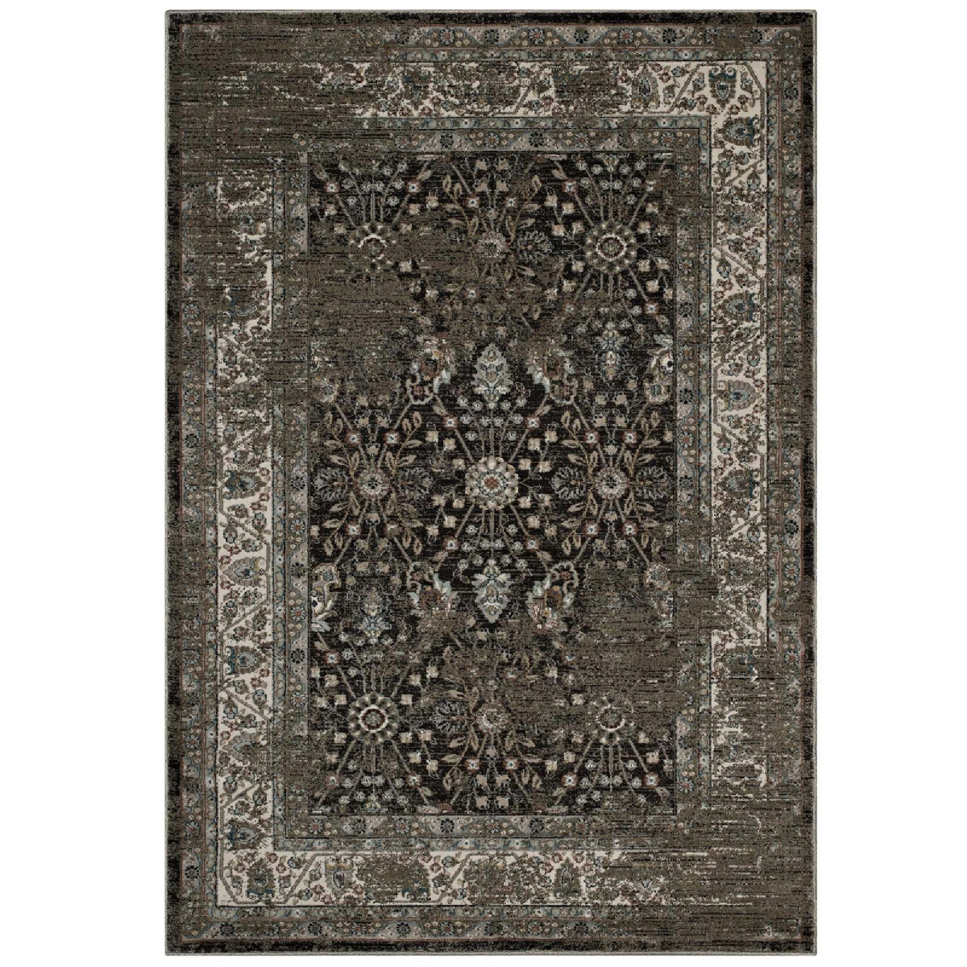 Berit Distressed Vintage Floral Lattice 5x8 Area Rug - Brown and Beige
