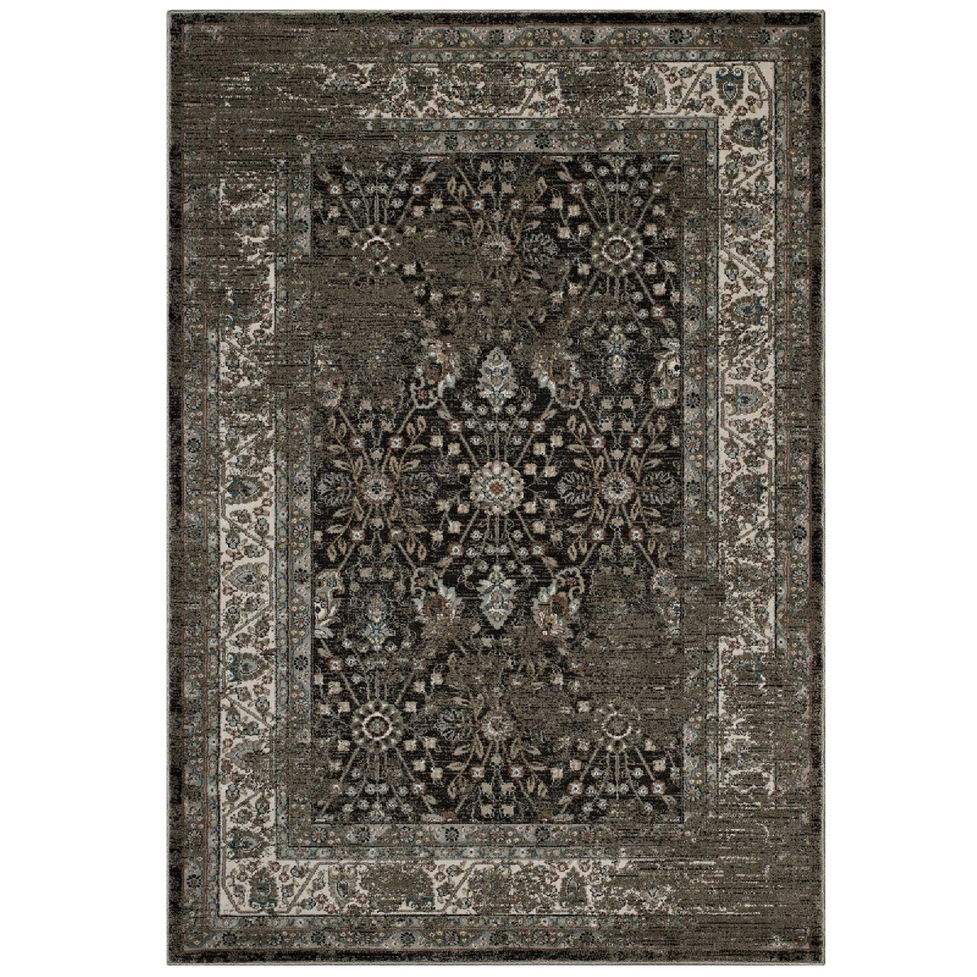 Berit Distressed Vintage Floral Lattice 5x8 Area Rug - Brown and Beige