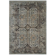Enye Distressed Vintage Floral Lattice 8x10 Area Rug - Brown and Silver Blue
