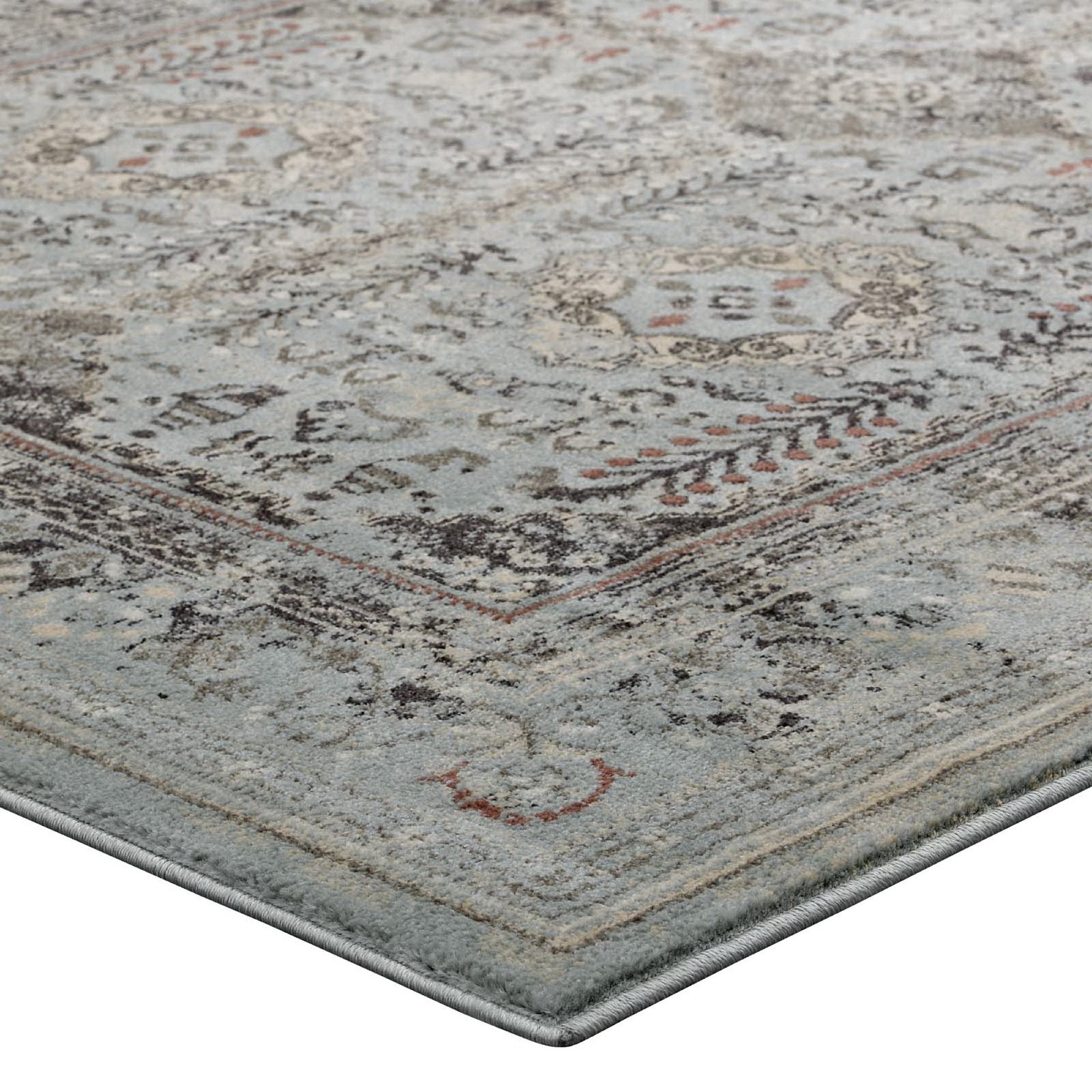 Enye Distressed Vintage Floral Lattice 8x10 Area Rug