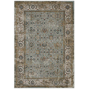 Hisa Distressed Vintage Floral Lattice 5x8 Area Rug - Silver Blue Beige and Brown