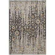 Ganesa Distressed Diamond Floral Lattice 5x8 Area Rug - Black and Beige