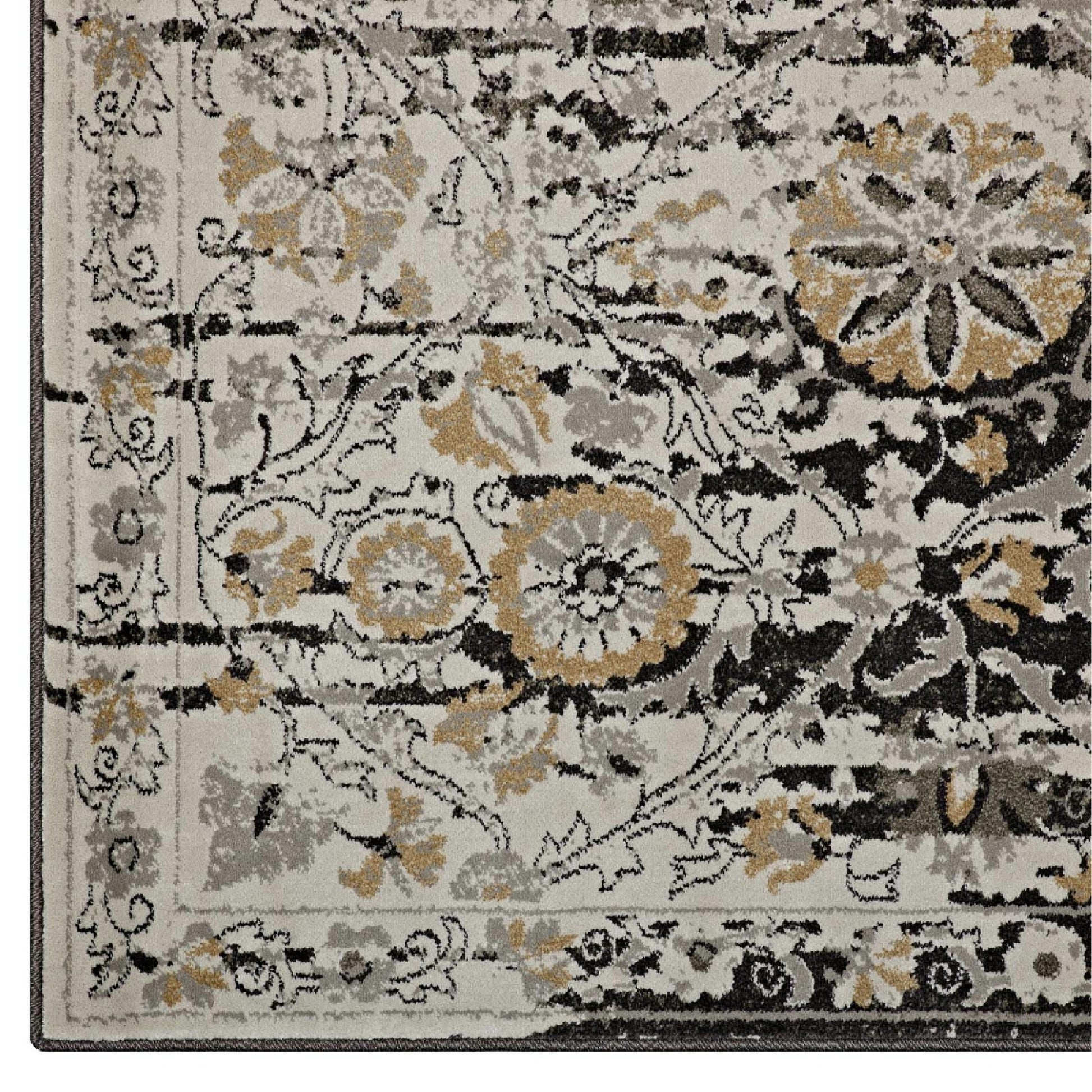 Ganesa Distressed Diamond Floral Lattice 5x8 Area Rug