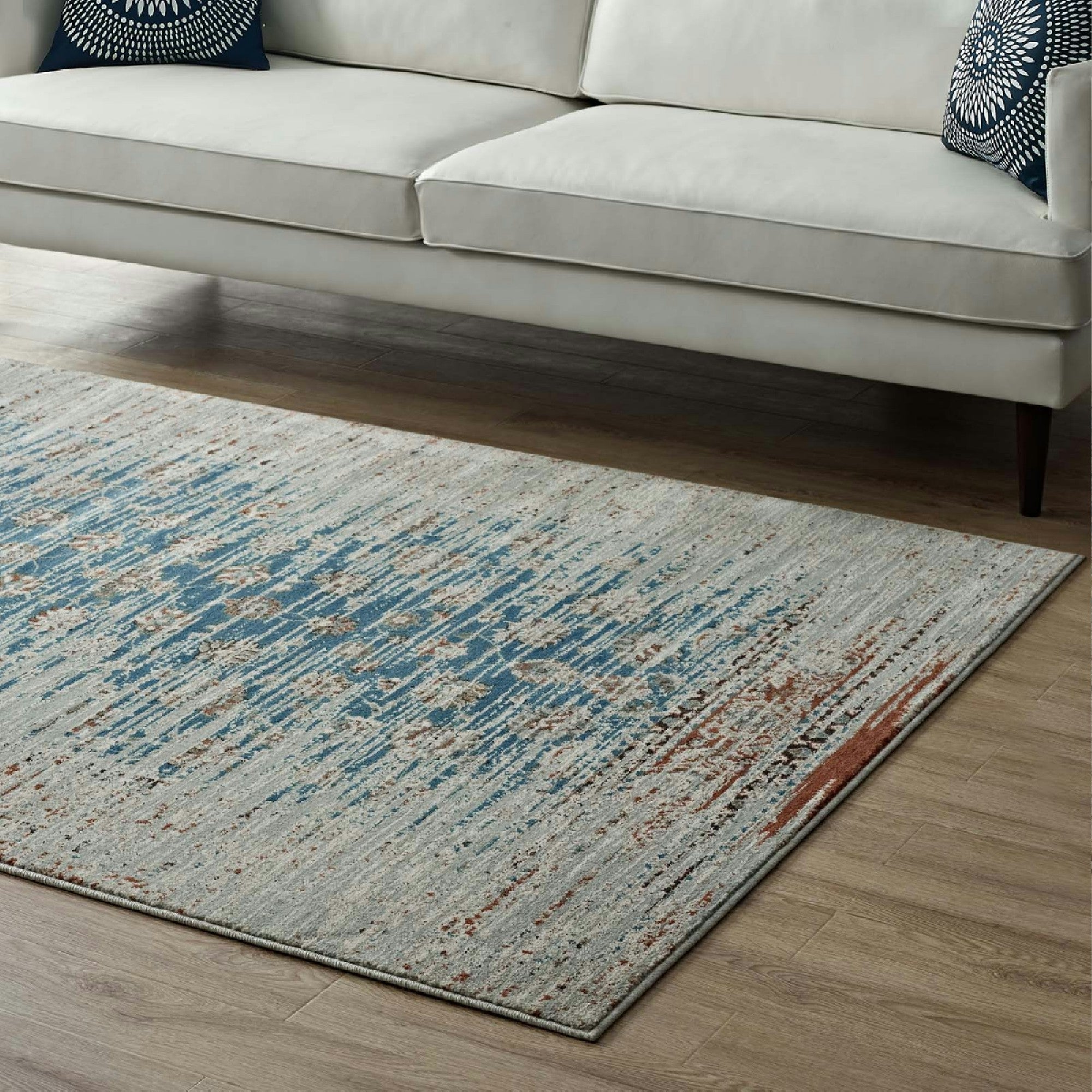 Hesper Distressed Contemporary Floral Lattice 5x8 Area Rug