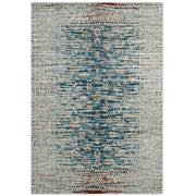 Hesper Distressed Contemporary Floral Lattice 8x10 Area Rug - Teal Beige and Brown