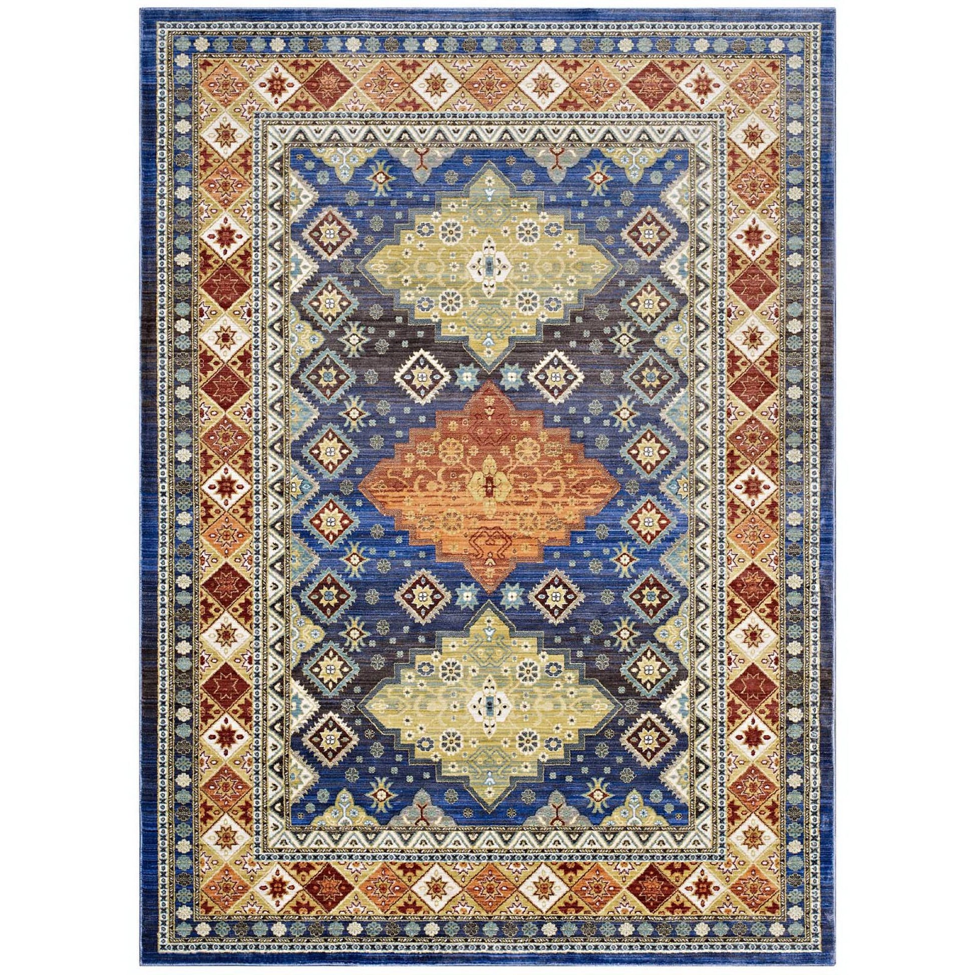 Atzi Distressed Southwestern Diamond Floral 4x6 Area Rug - Multicolored