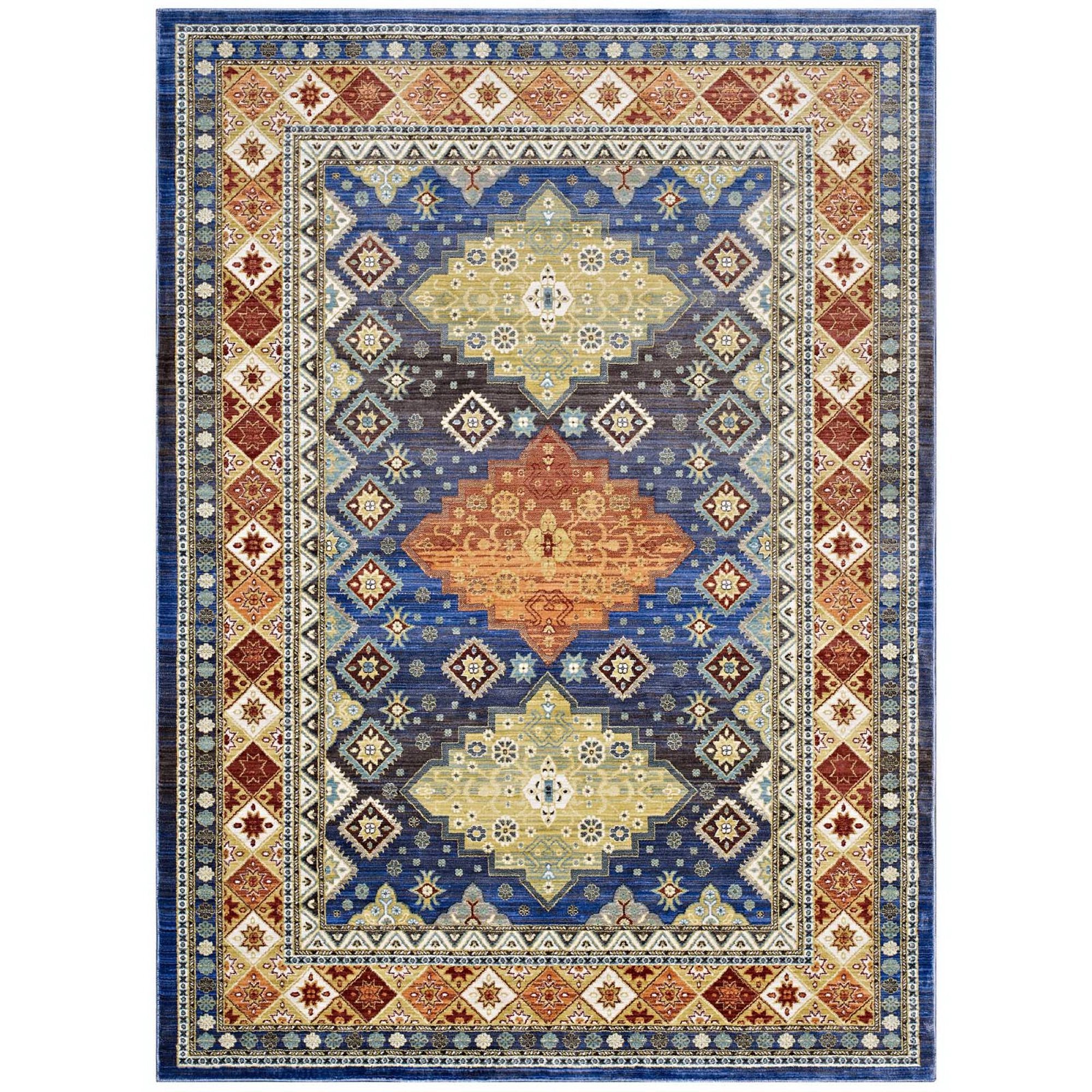 Atzi Distressed Southwestern Diamond Floral 4x6 Area Rug - Multicolored