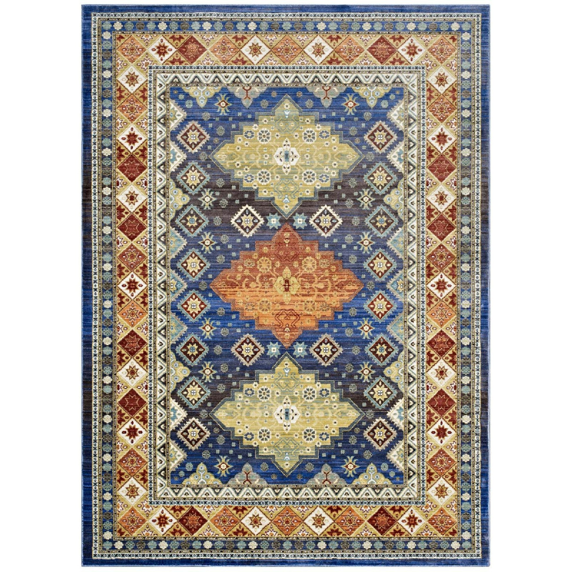 Atzi Distressed Southwestern Diamond Floral 5x8 Area Rug - Multicolored