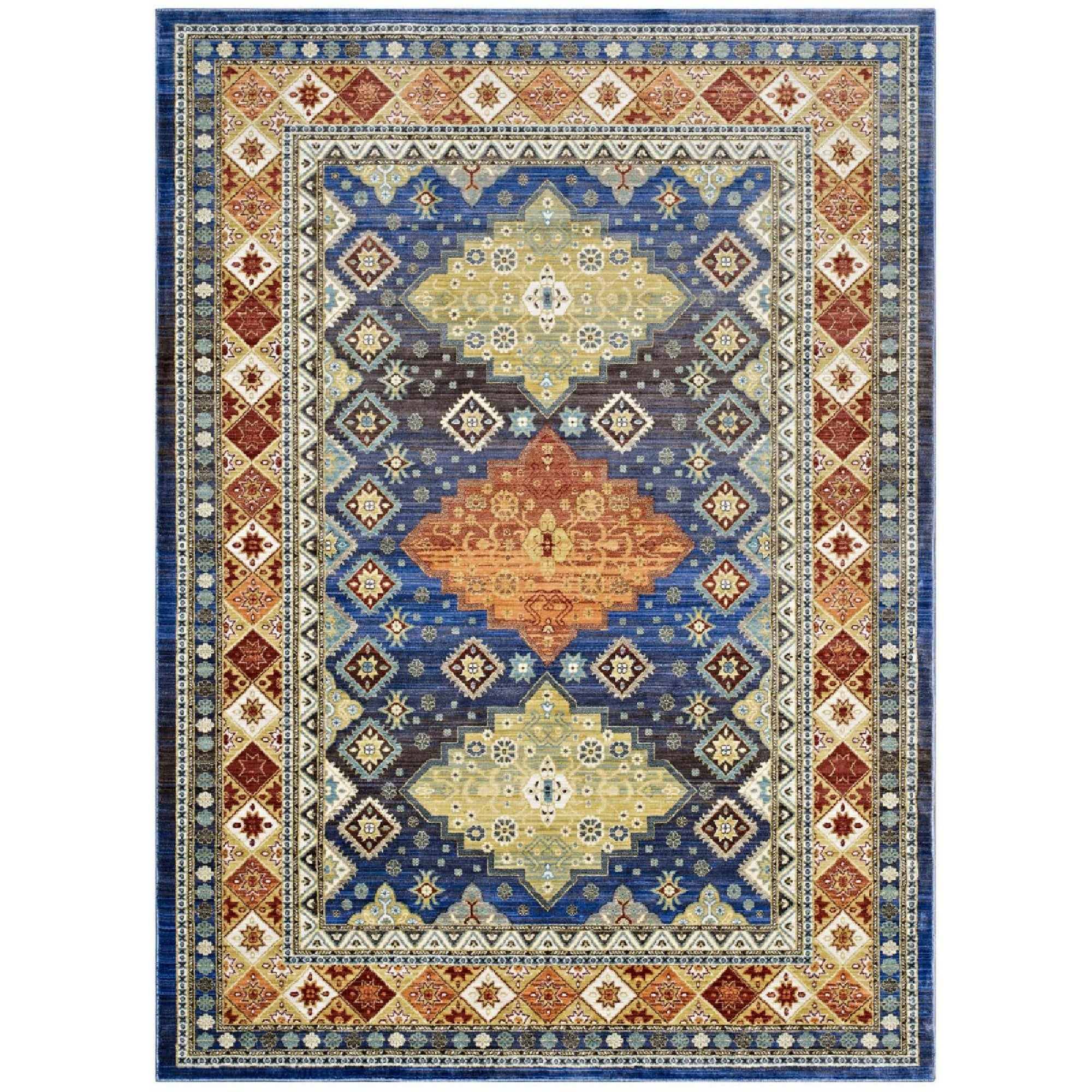 Atzi Distressed Southwestern Diamond Floral 5x8 Area Rug - Multicolored