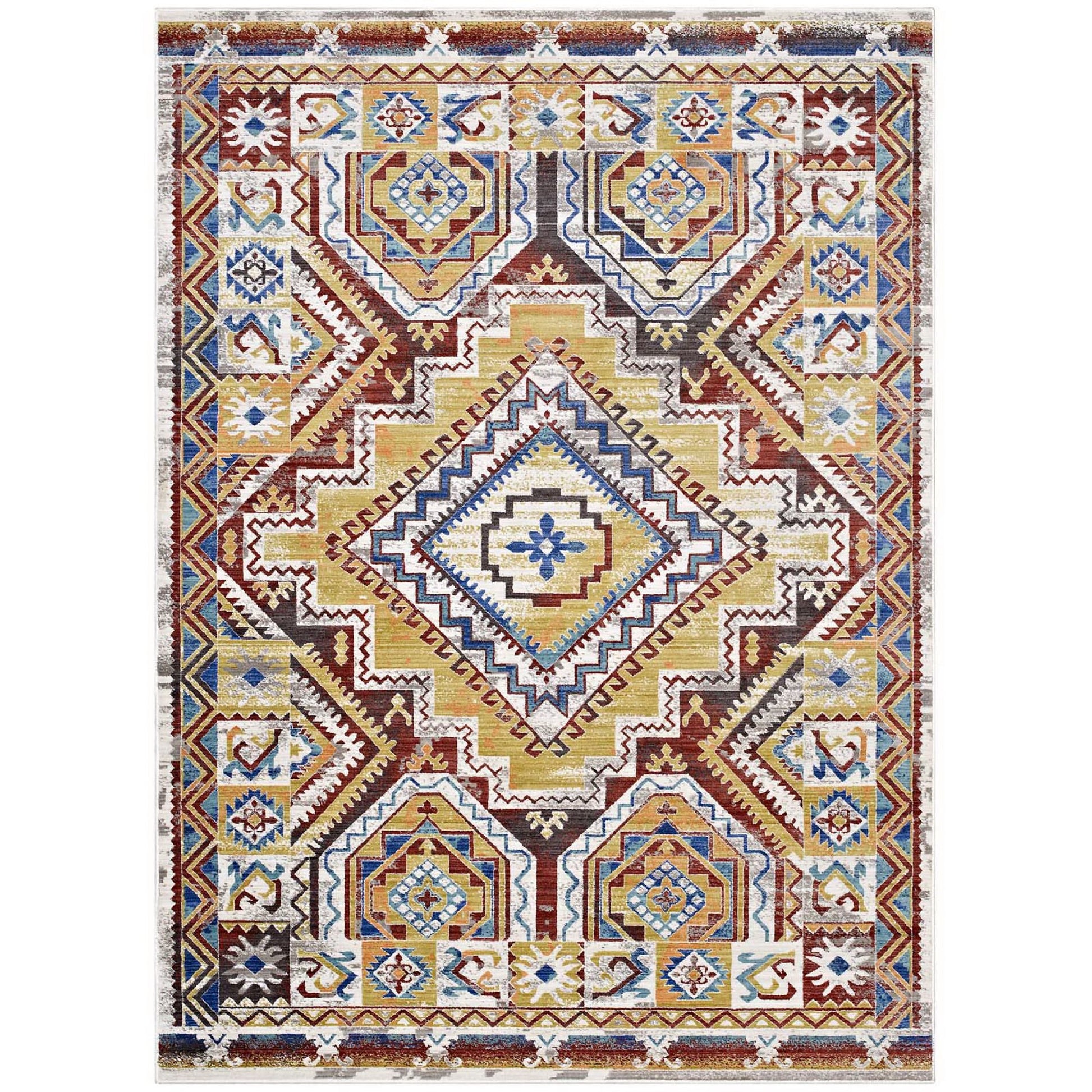 Florita Distressed Southwestern Aztec 4x6 Area Rug - Multicolored