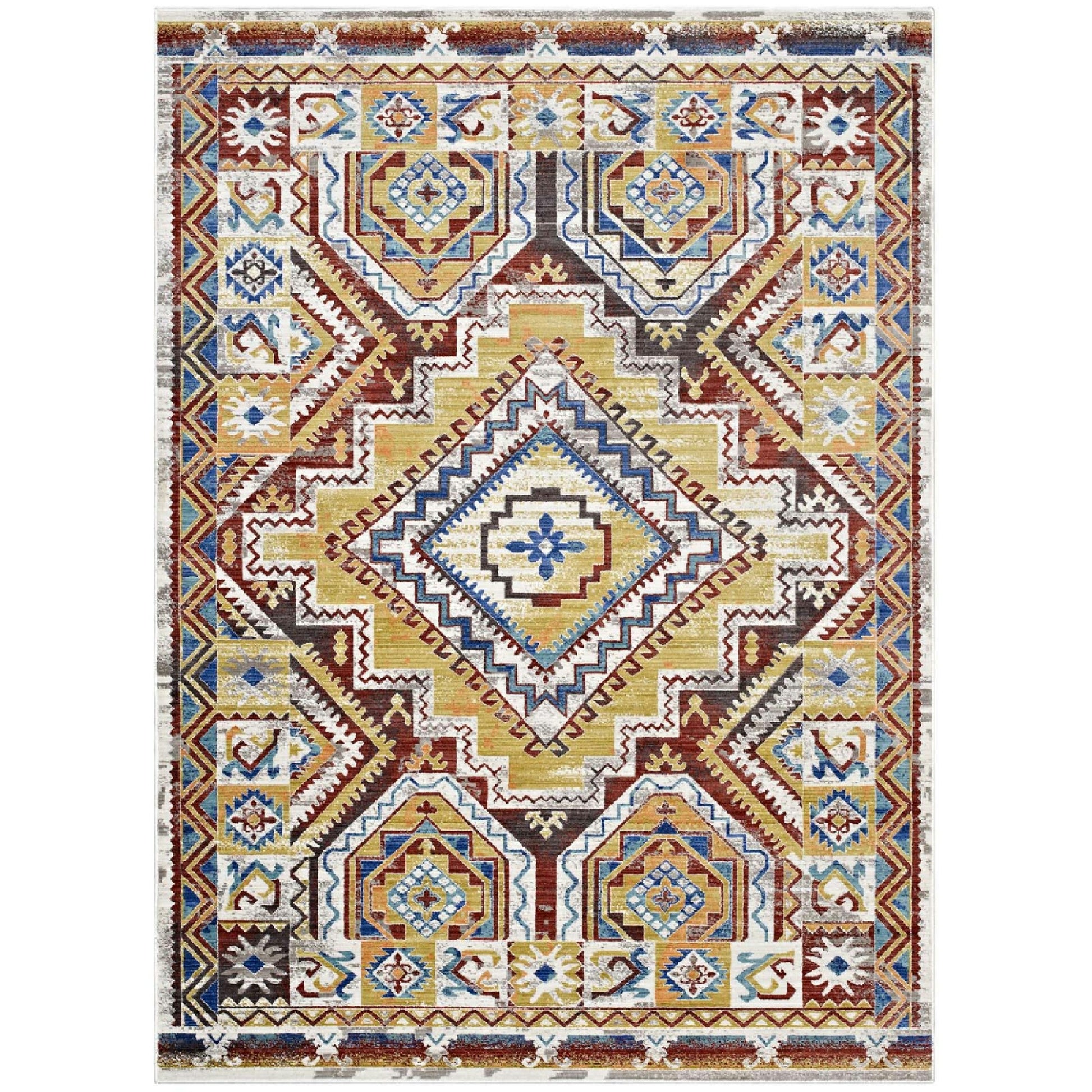 Florita Distressed Southwestern Aztec 5x8 Area Rug - Multicolored