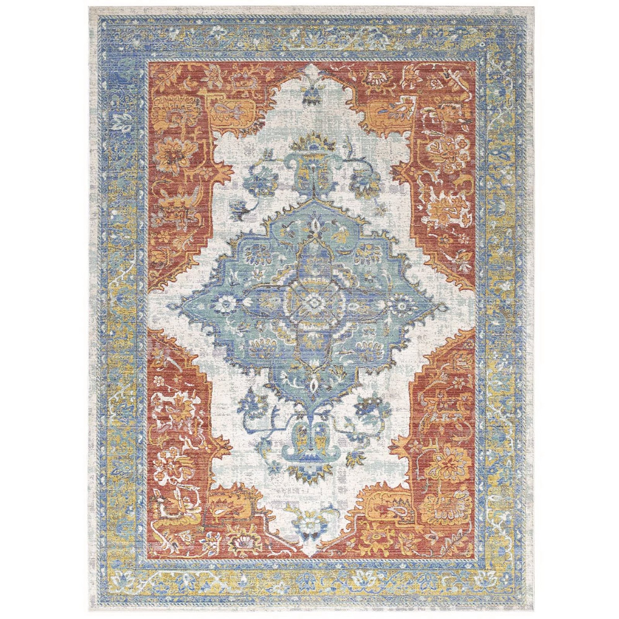 Citlali Distressed Southwestern Aztec 4x6 Area Rug - Multicolored