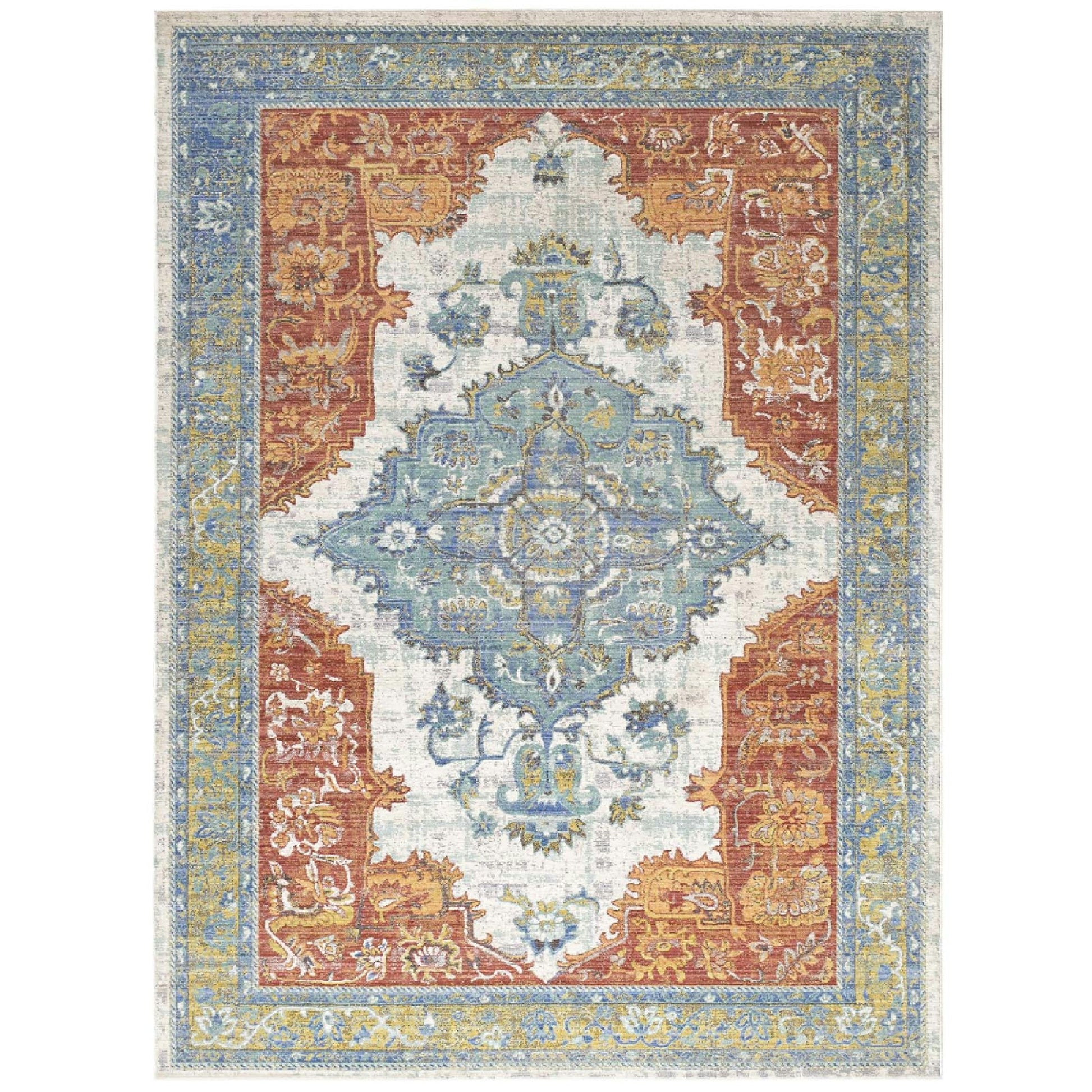 Citlali Distressed Southwestern Aztec 5x8 Area Rug - Multicolored