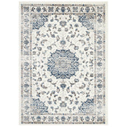 Lilja Distressed Vintage Medallion 5x8 Area Rug - Ivory and Moroccan Blue