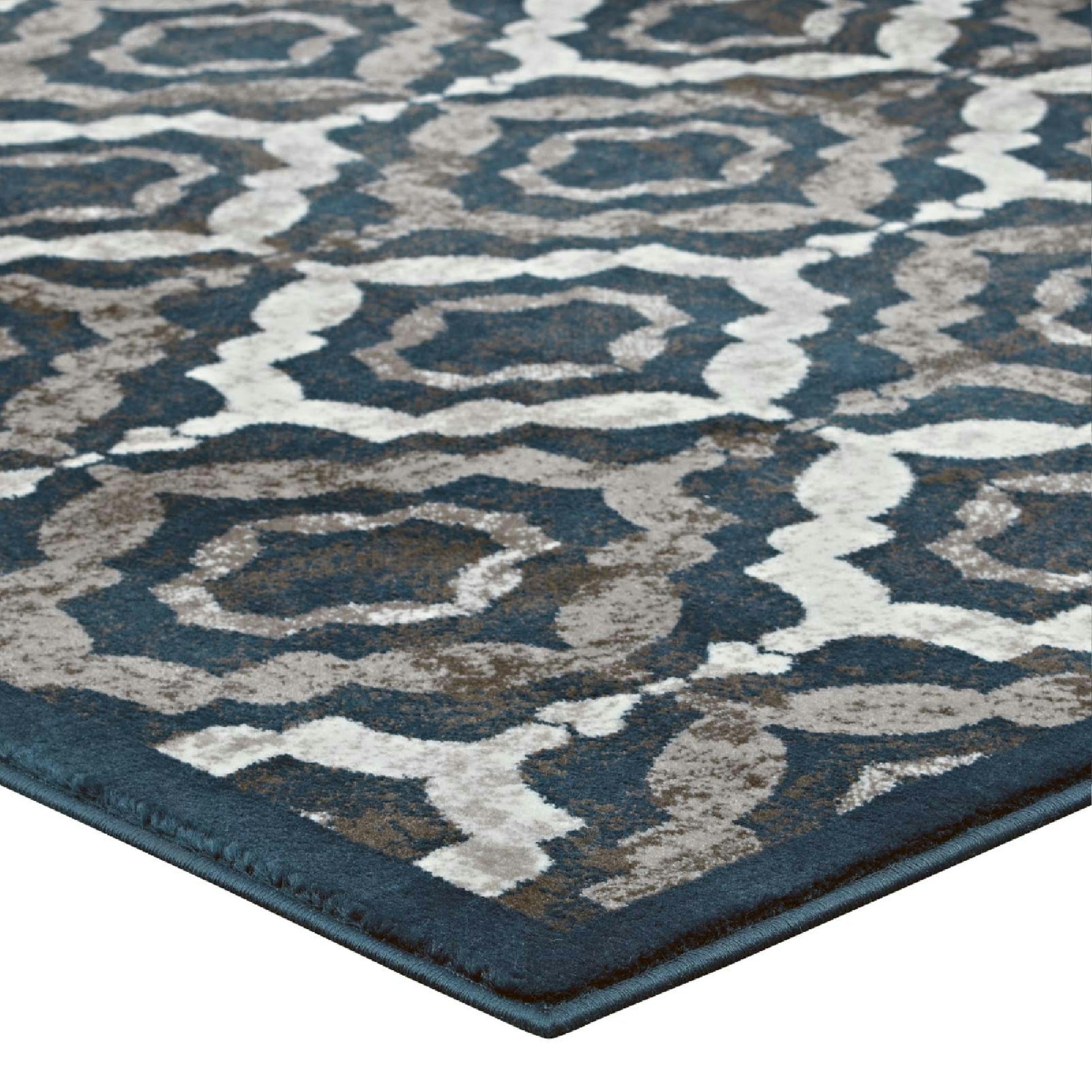 Kalinda Rustic Vintage Moroccan Trellis 5x8 Area Rug - Brown Beige and Ivory