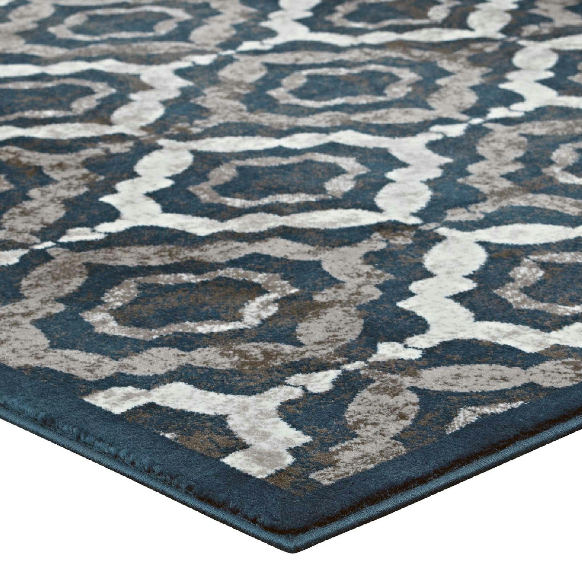 Kalinda Rustic Vintage Moroccan Trellis 5x8 Area Rug - Brown Beige and Ivory