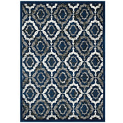 Kalinda Rustic Vintage Moroccan Trellis 8x10 Area Rug - Ivory Moroccan Blue and Brown