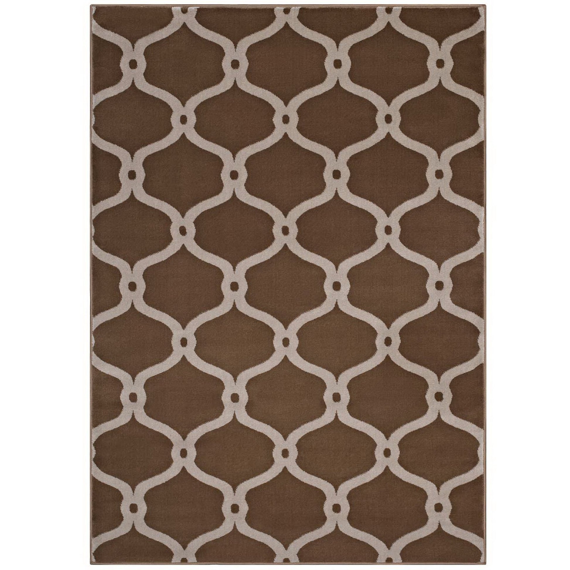 Beltara Chain Link Transitional Trellis 5x8 Area Rug - Dark Tan and Beige