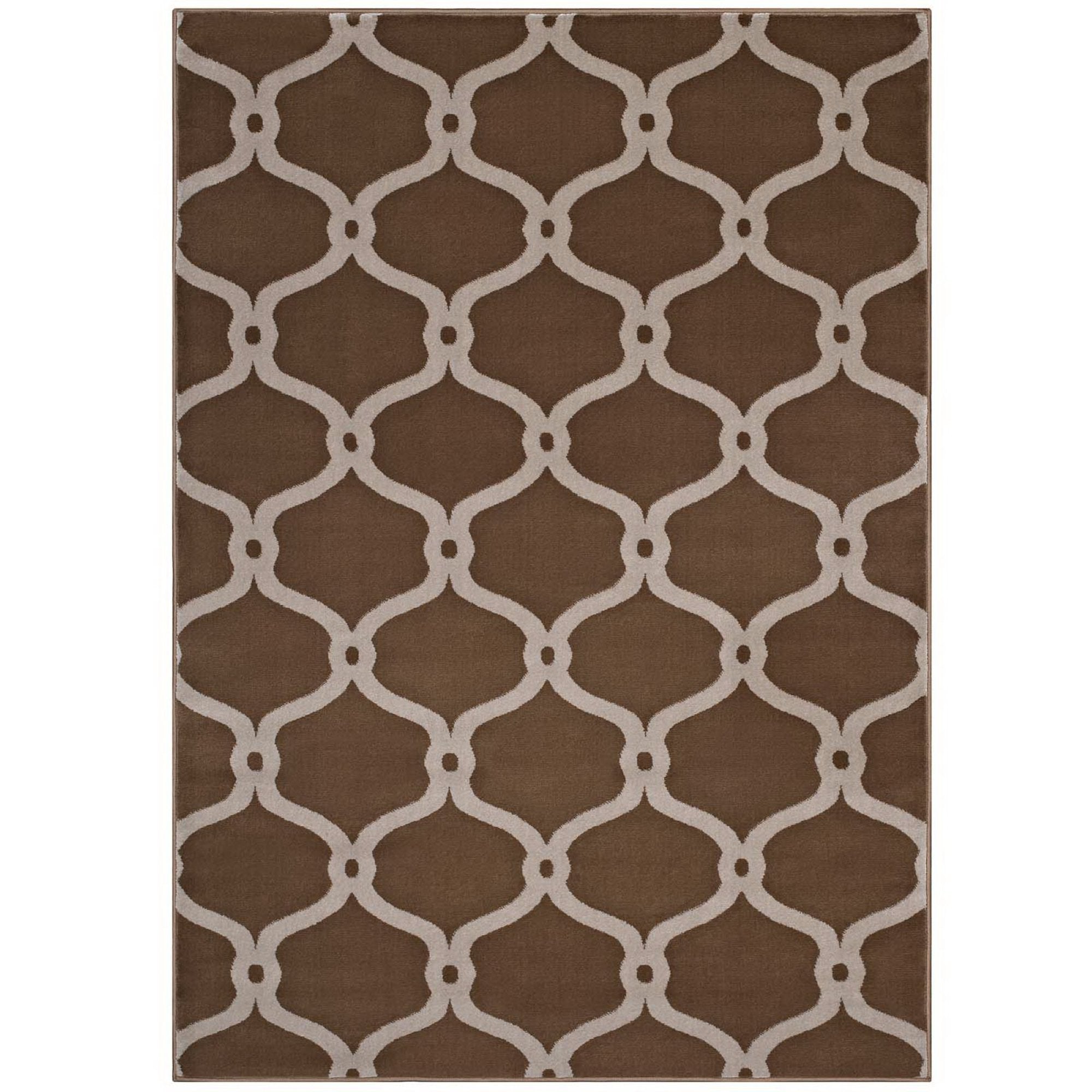 Beltara Chain Link Transitional Trellis 5x8 Area Rug - Dark Tan and Beige