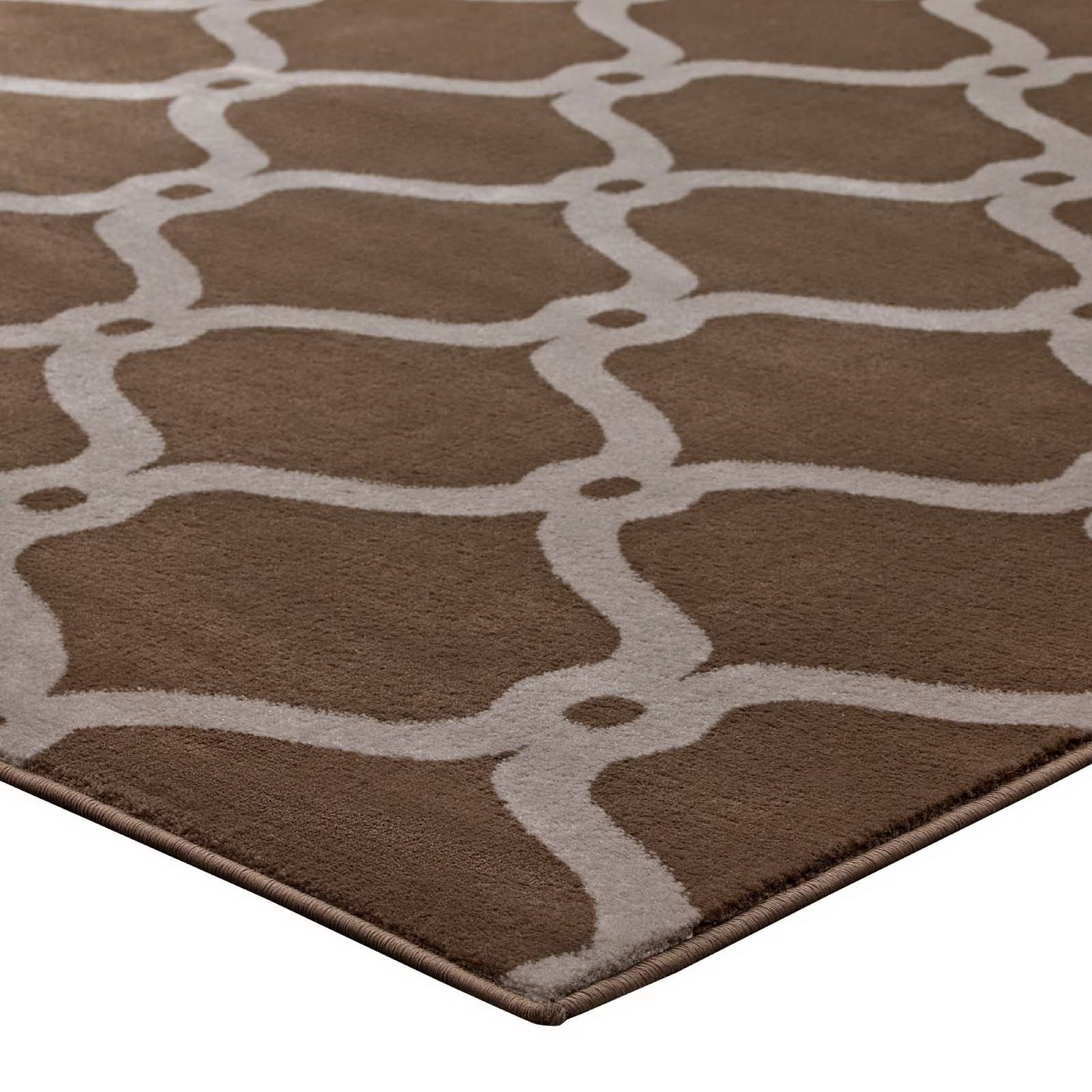 Beltara Chain Link Transitional Trellis 5x8 Area Rug - Beige and Ivory