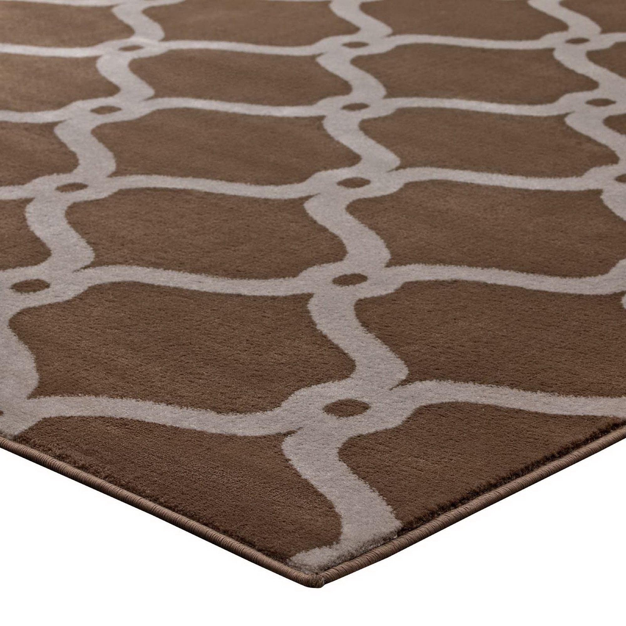 Beltara Chain Link Transitional Trellis 5x8 Area Rug - Beige and Ivory