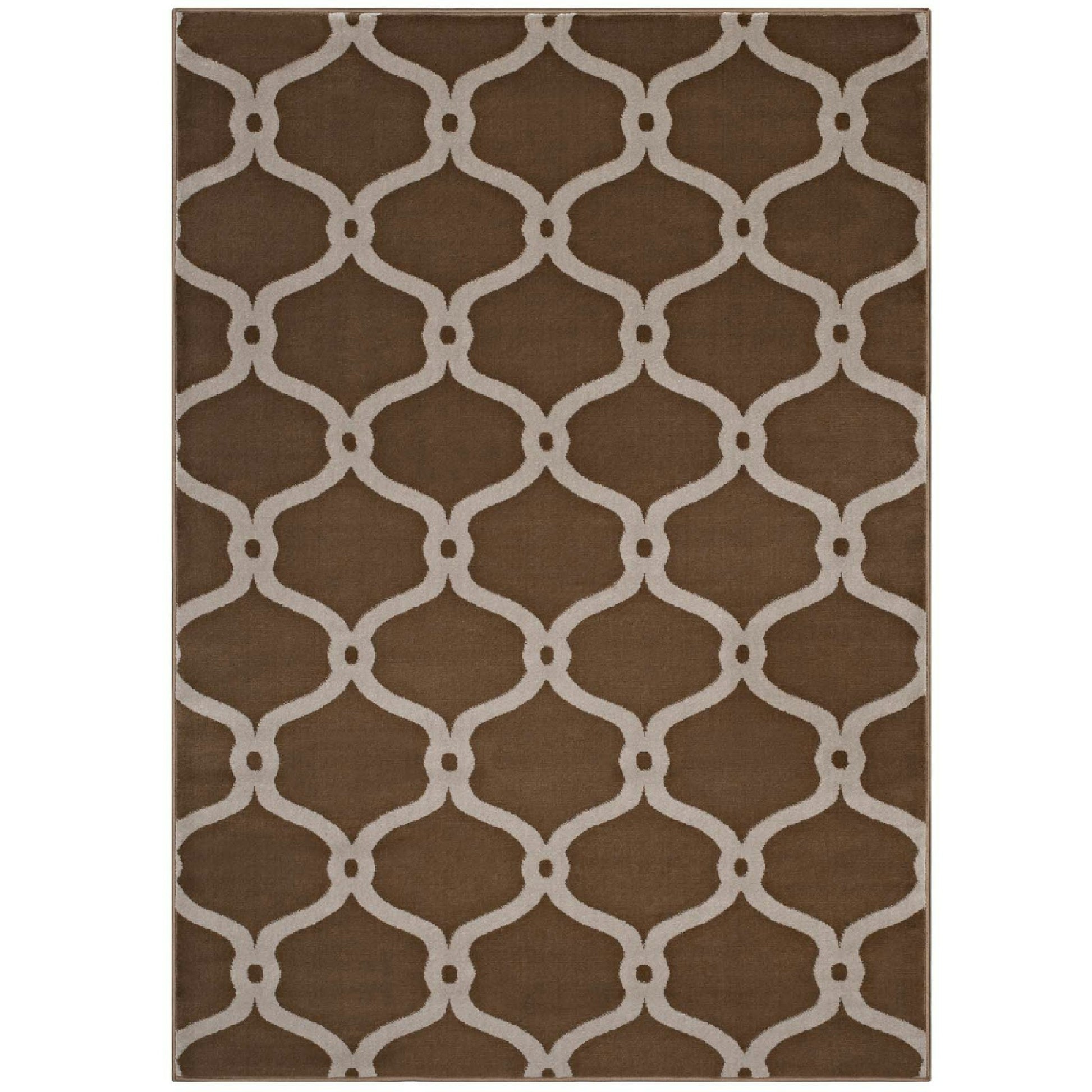 Beltara Chain Link Transitional Trellis 8x10 Area Rug - Dark Tan and Beige