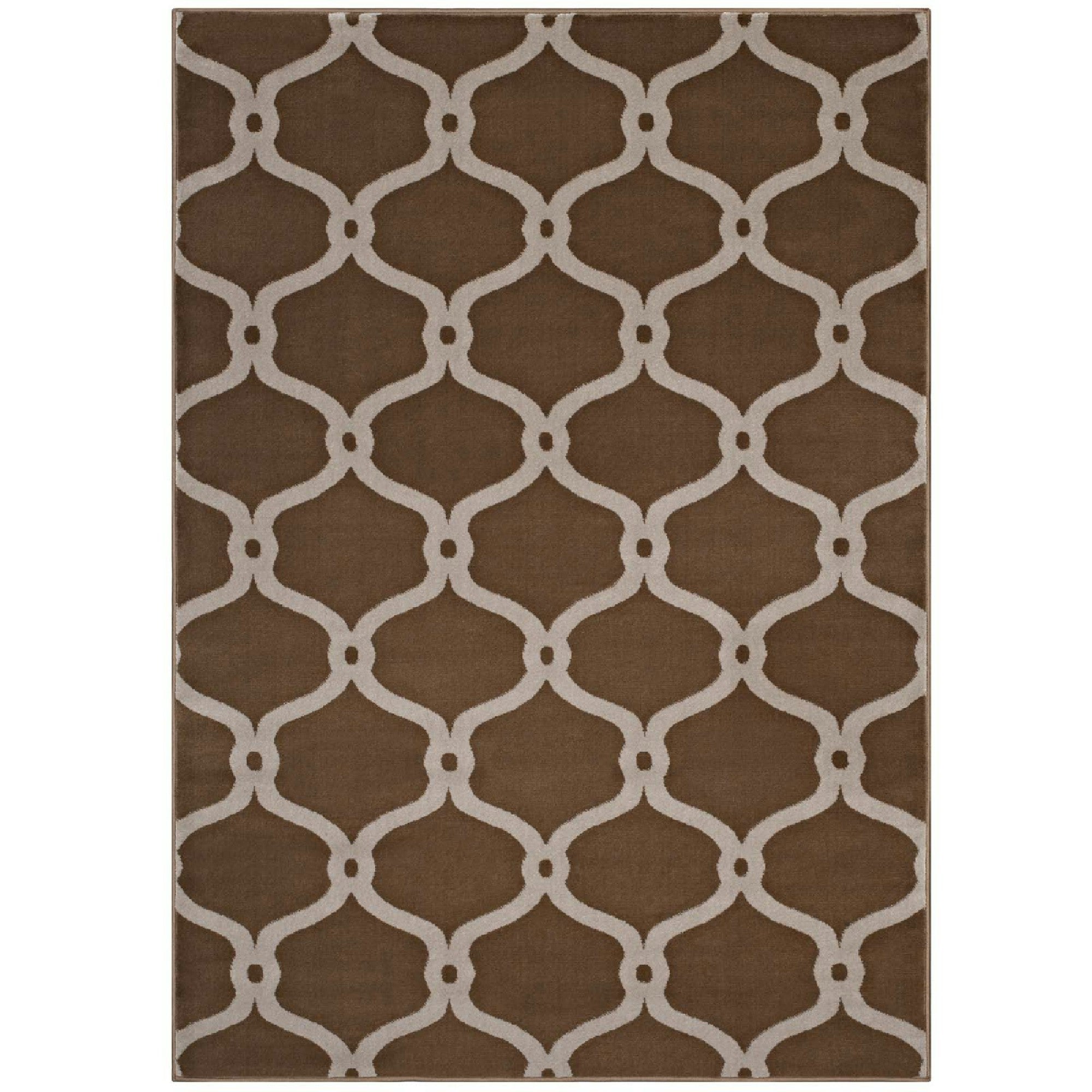 Beltara Chain Link Transitional Trellis 8x10 Area Rug - Dark Tan and Beige