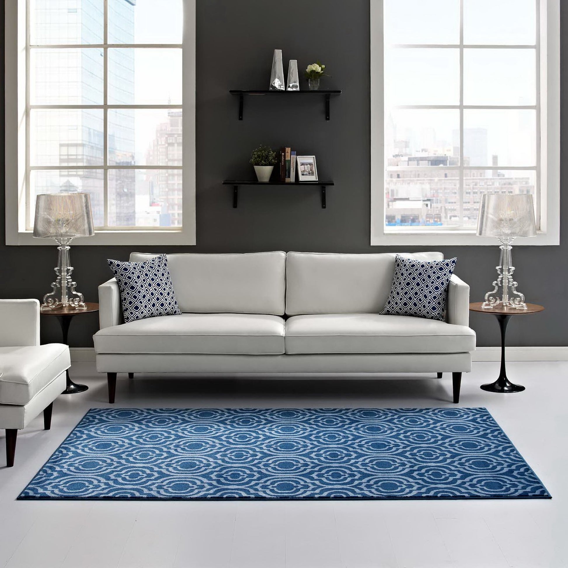 Frame Transitional Moroccan Trellis 5x8 Area Rug