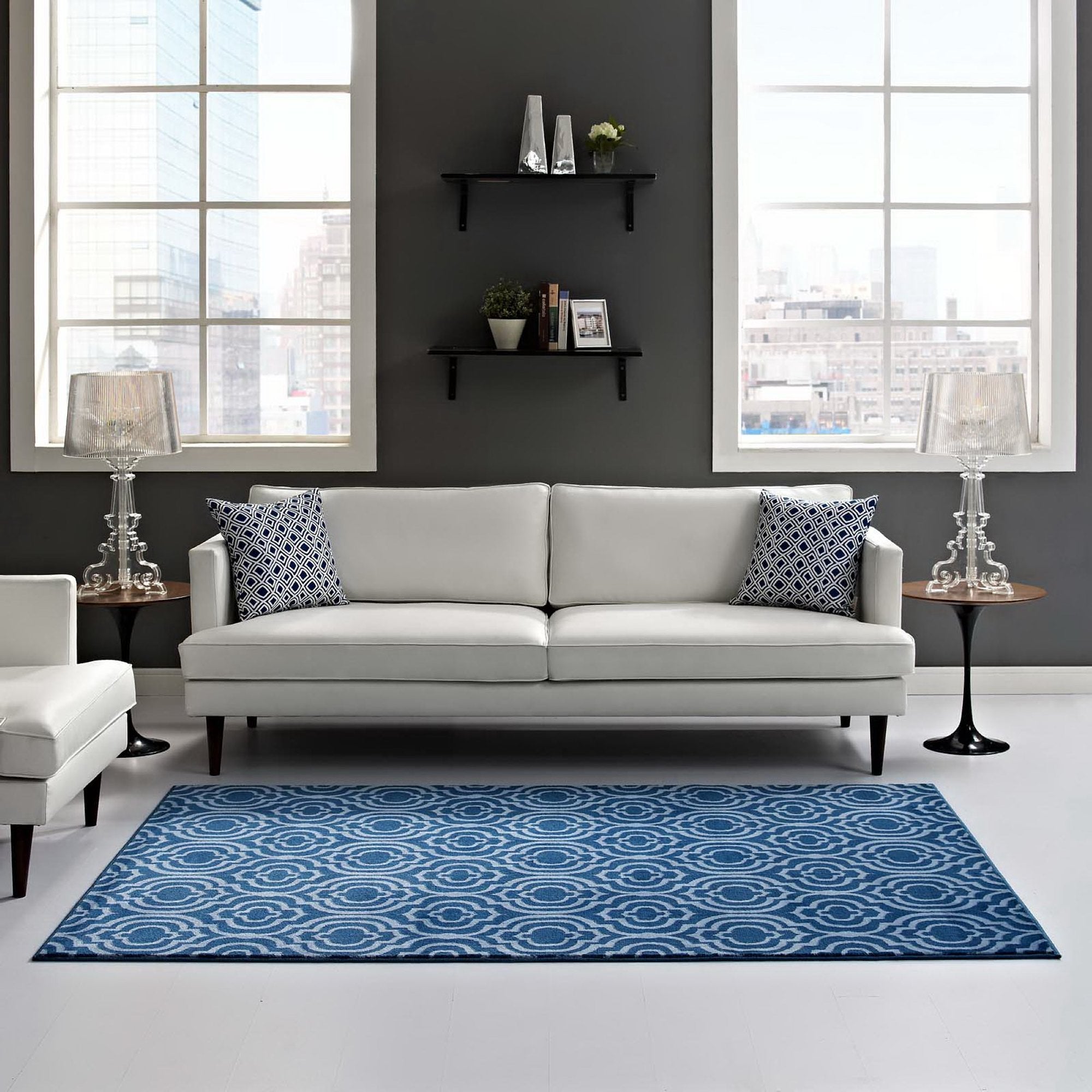 Frame Transitional Moroccan Trellis 5x8 Area Rug
