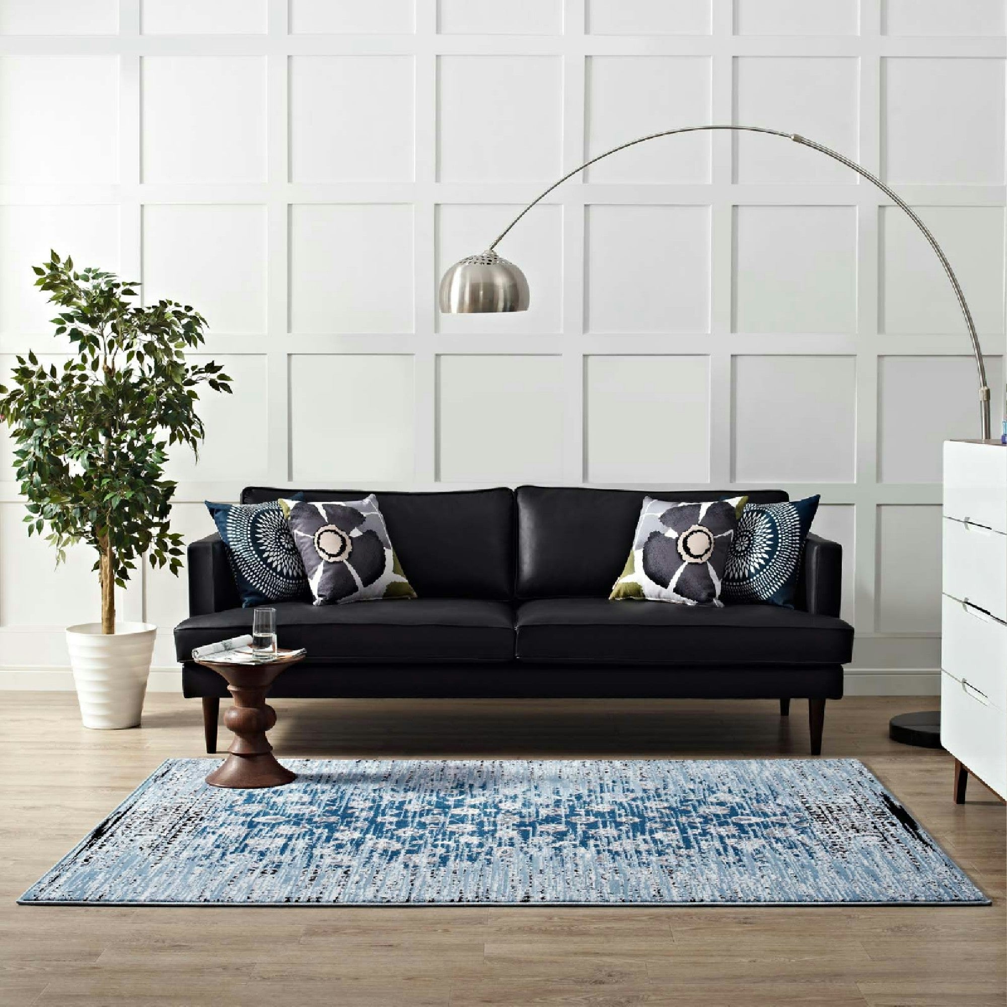 Chiara Distressed Floral Lattice Contemporary 8x10 Area Rug