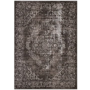 Gamela Rustic Vintage Ornate Floral Medallion 5x8 Area Rug - Antique Light and Dark Brown