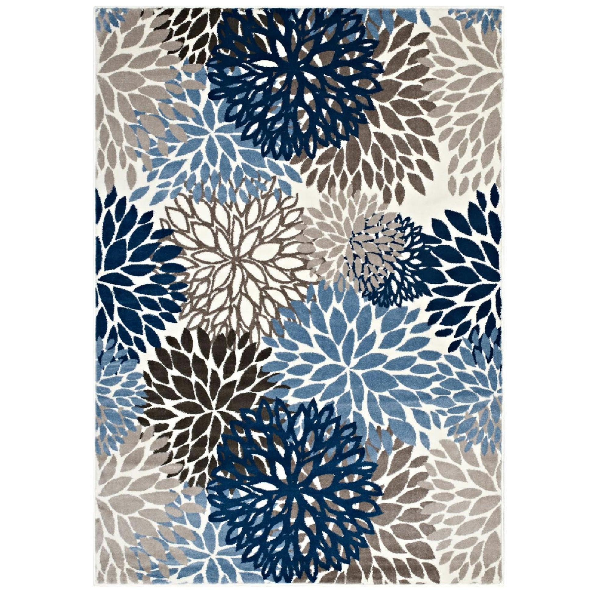 Calithea Vintage Classic Abstract Floral 5x8 Area Rug - Blue Brown and Beige
