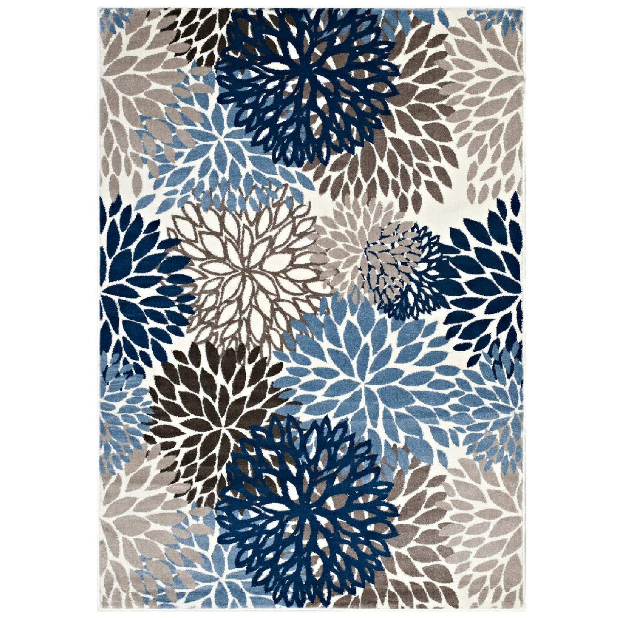 Calithea Vintage Classic Abstract Floral 5x8 Area Rug - Blue Brown and Beige