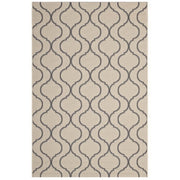 Linza Wave Abstract Trellis Indoor and Outdoor 5x8 Area Rug - Beige and Gray