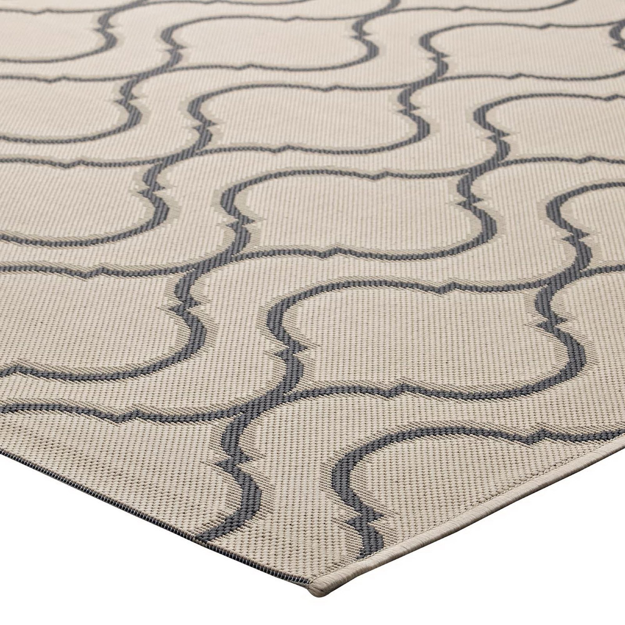 Linza Wave Abstract Trellis Indoor and Outdoor 5x8 Area Rug