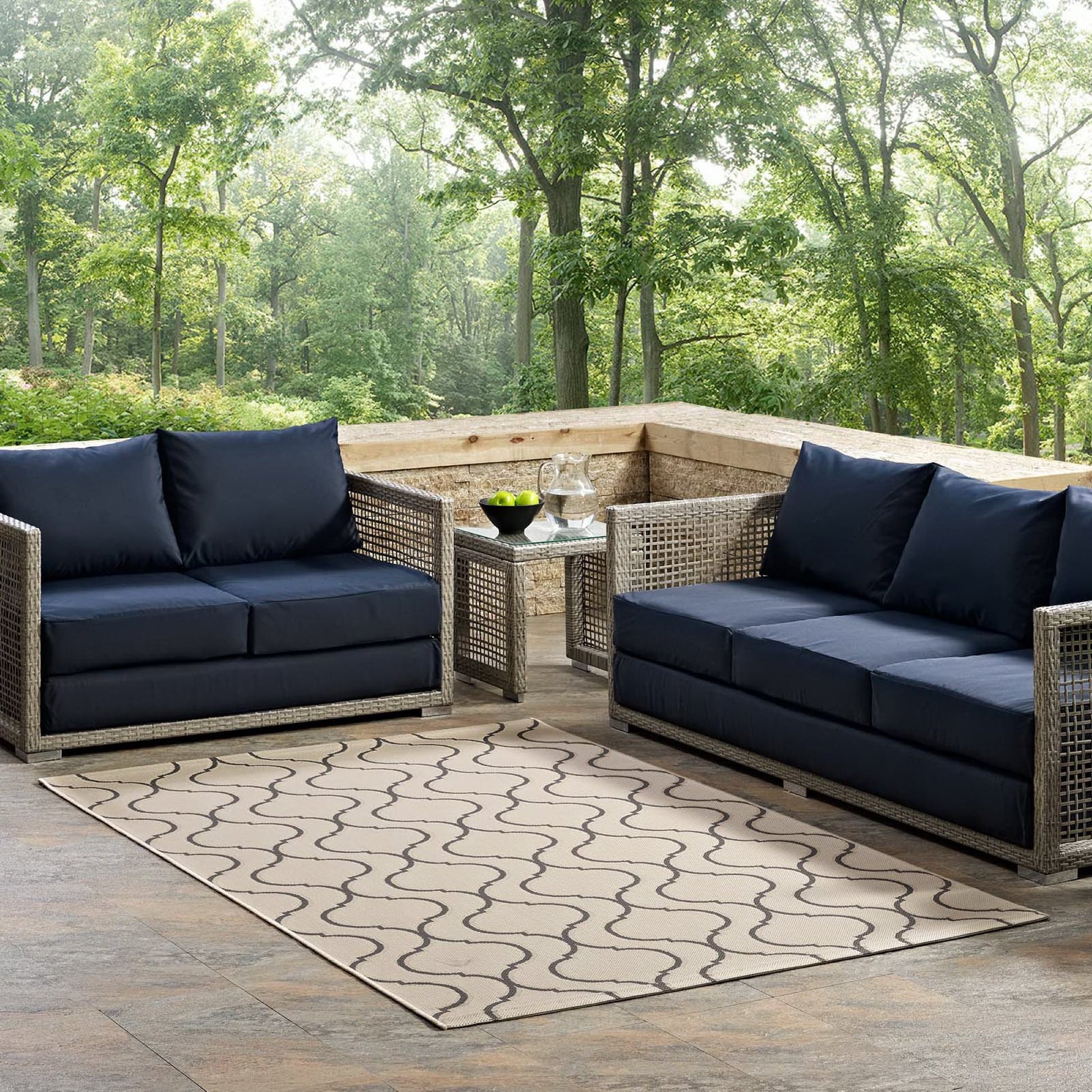 Linza Wave Abstract Trellis Indoor and Outdoor 5x8 Area Rug