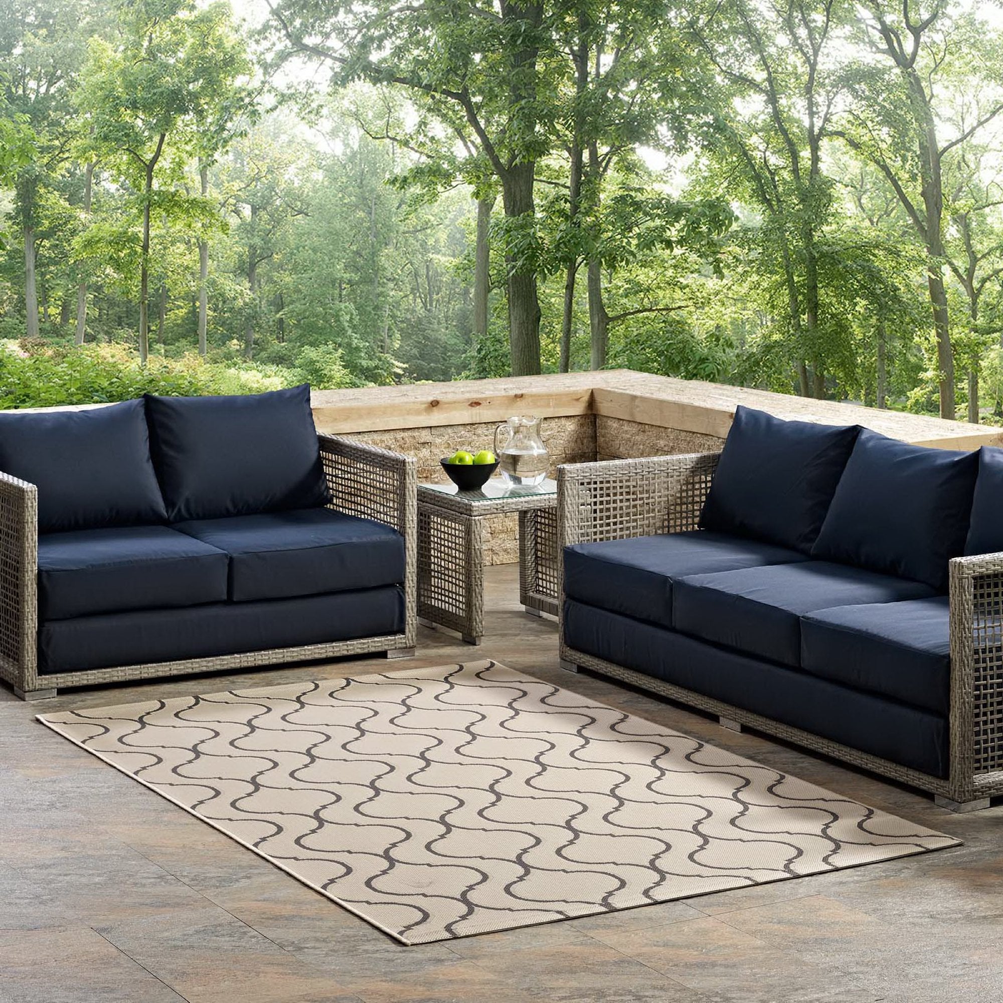 Linza Wave Abstract Trellis Indoor and Outdoor 5x8 Area Rug