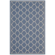 Avena Moroccan Quatrefoil Trellis Indoor and Outdoor 5x8 Area Rug - Blue and Beige