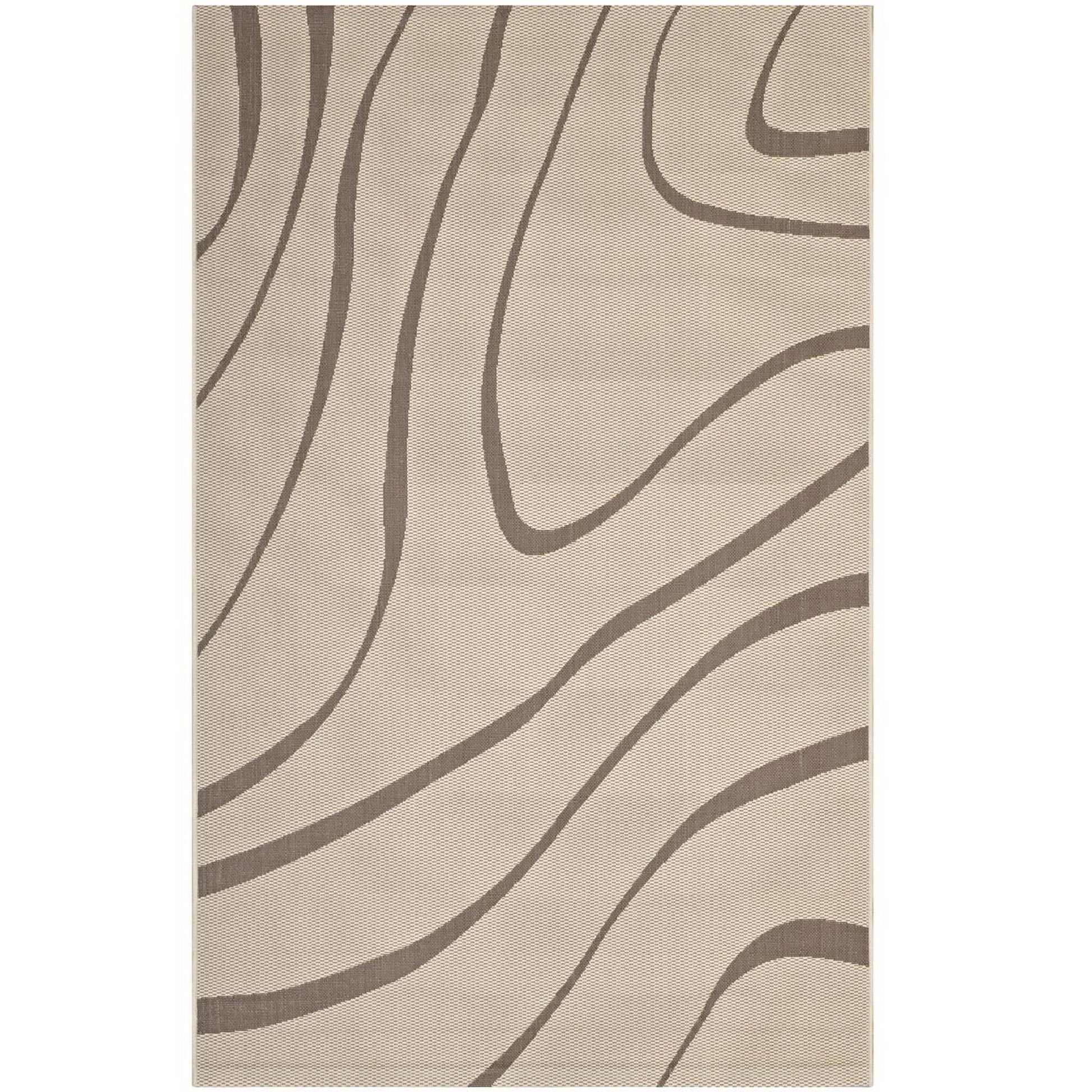 Surge Swirl Abstract Indoor and Outdoor 5x8 Area Rug - Light and Dark Beige