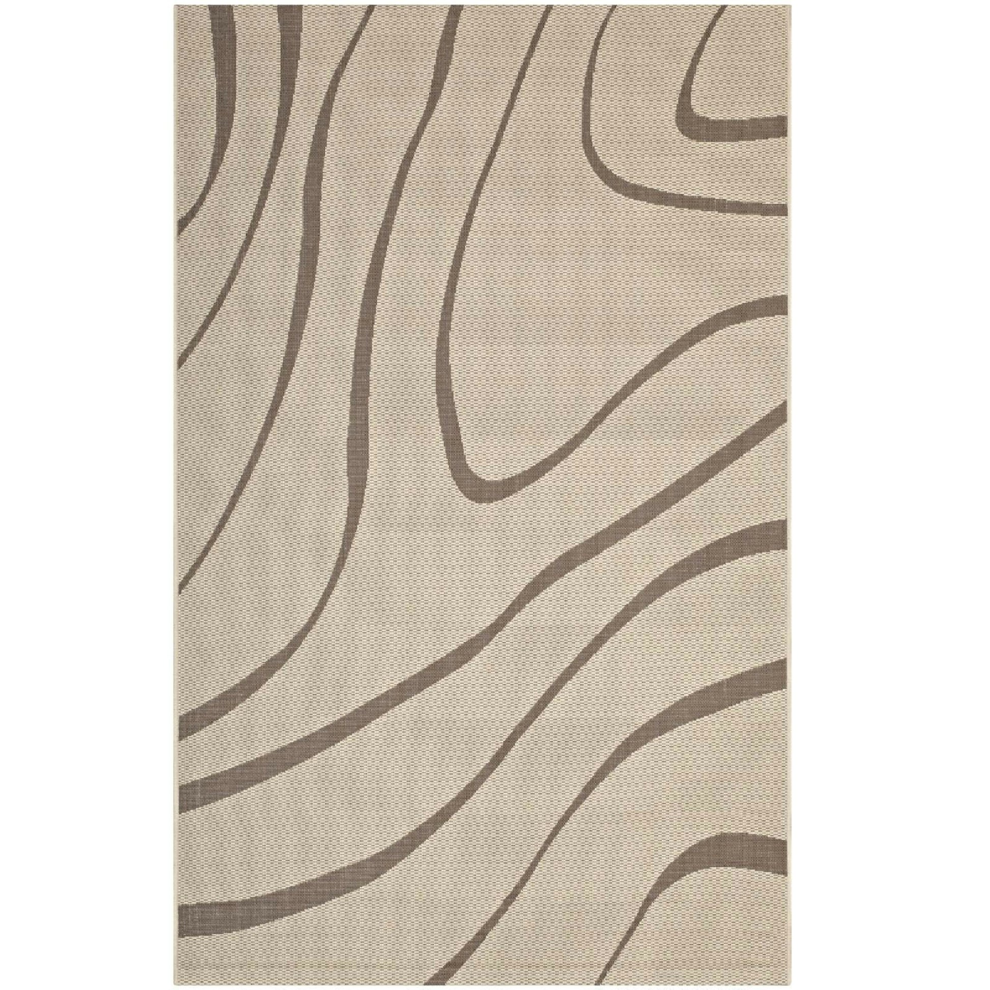 Surge Swirl Abstract Indoor and Outdoor 8x10 Area Rug - Light and Dark Beige