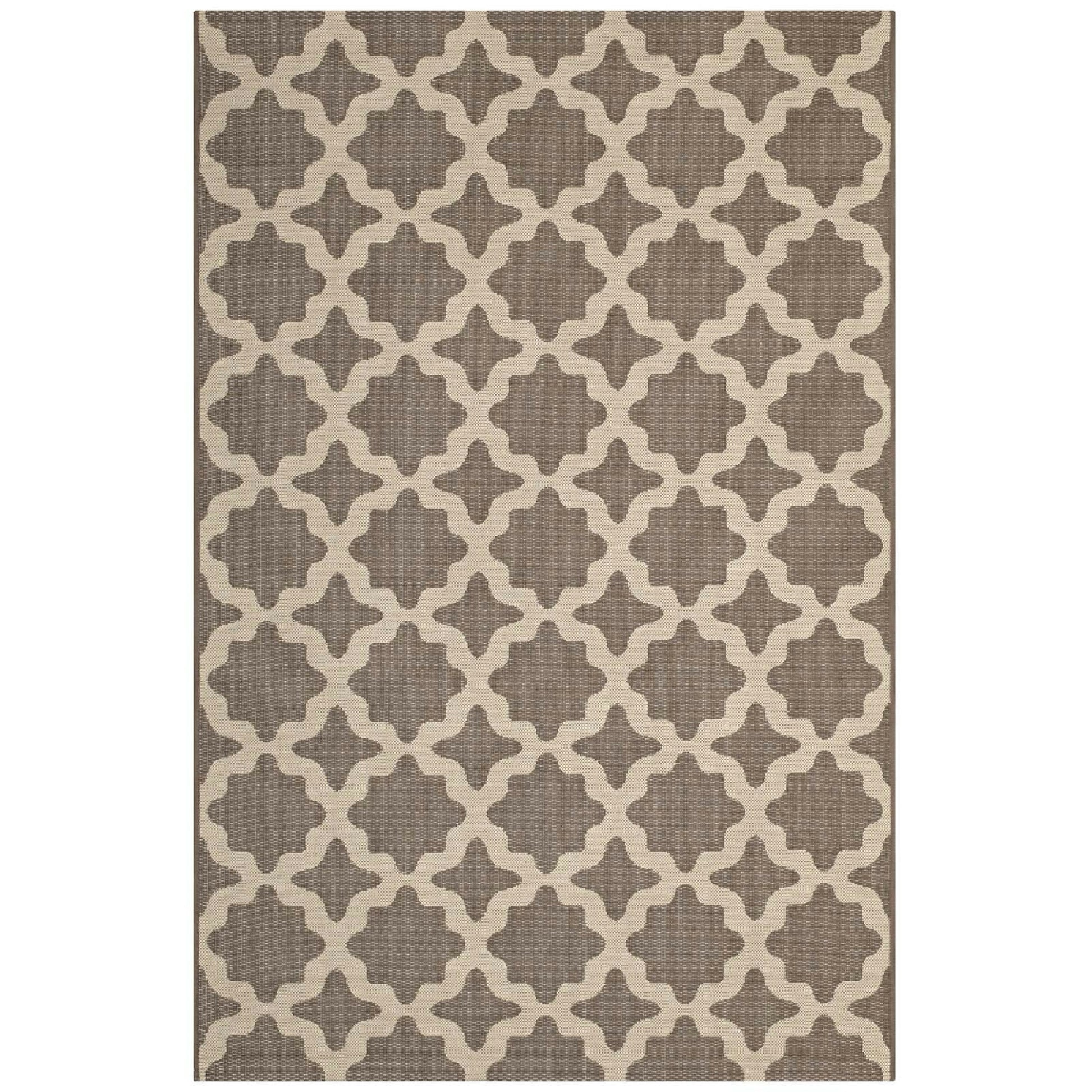 Cerelia Moroccan Trellis Indoor and Outdoor 5x8 Area Rug - Light and Dark Beige