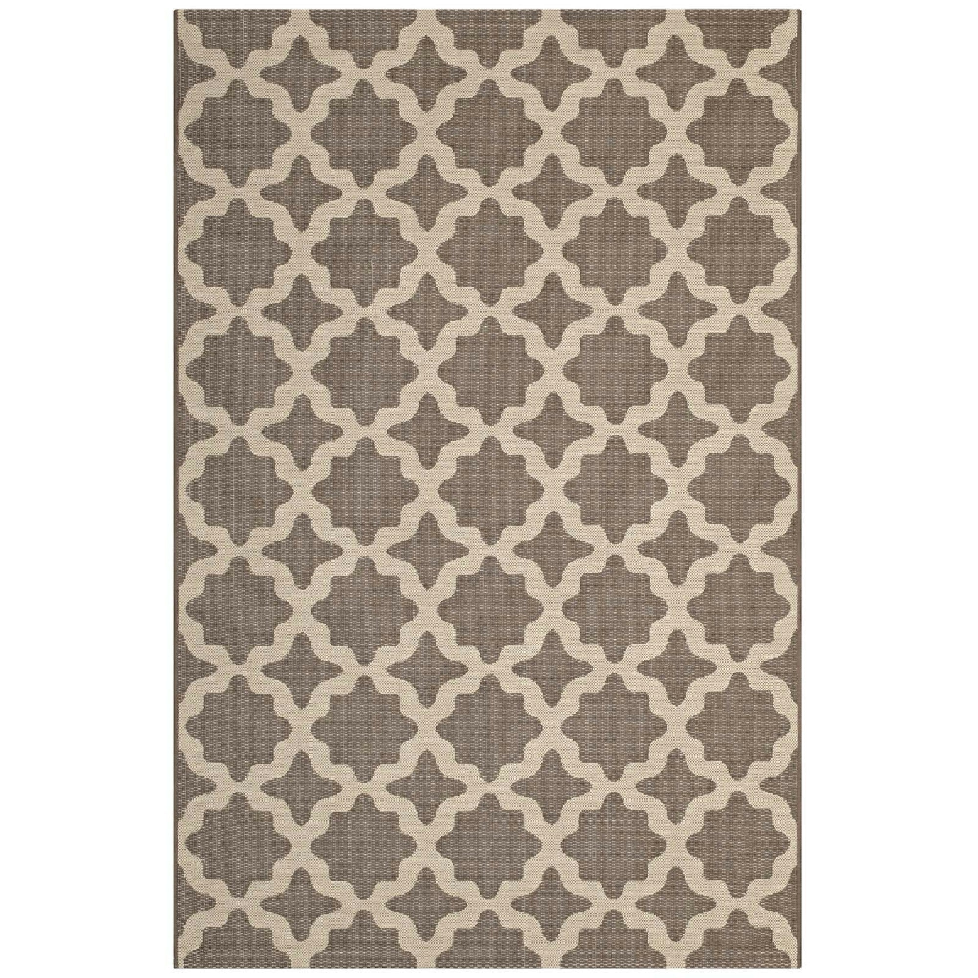 Cerelia Moroccan Trellis Indoor and Outdoor 5x8 Area Rug - Light and Dark Beige