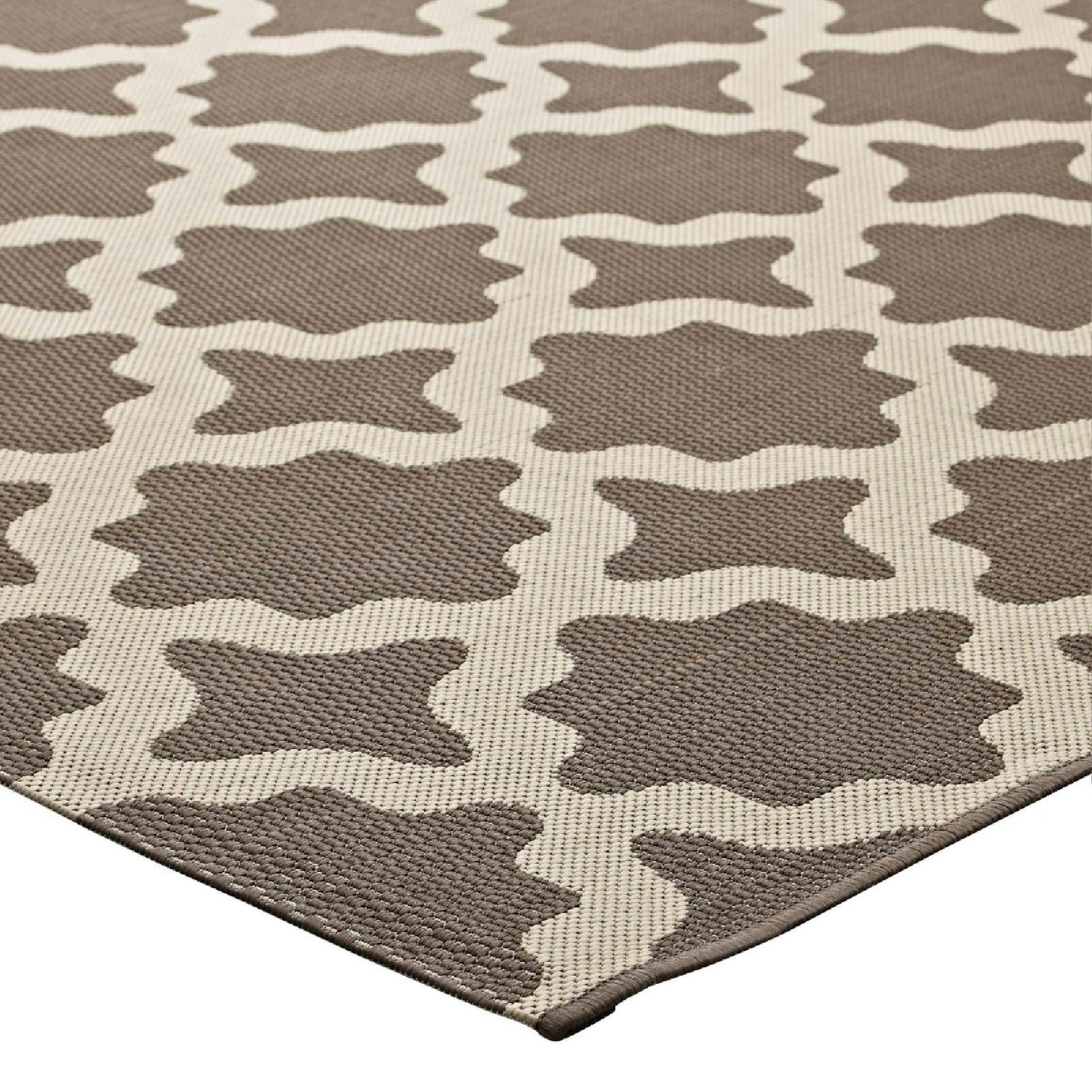 Cerelia Moroccan Trellis Indoor and Outdoor 5x8 Area Rug - Blue and Beige