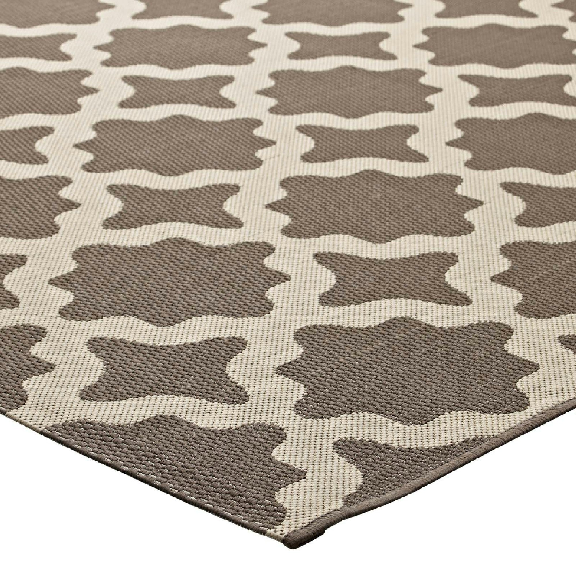 Cerelia Moroccan Trellis Indoor and Outdoor 5x8 Area Rug - Blue and Beige