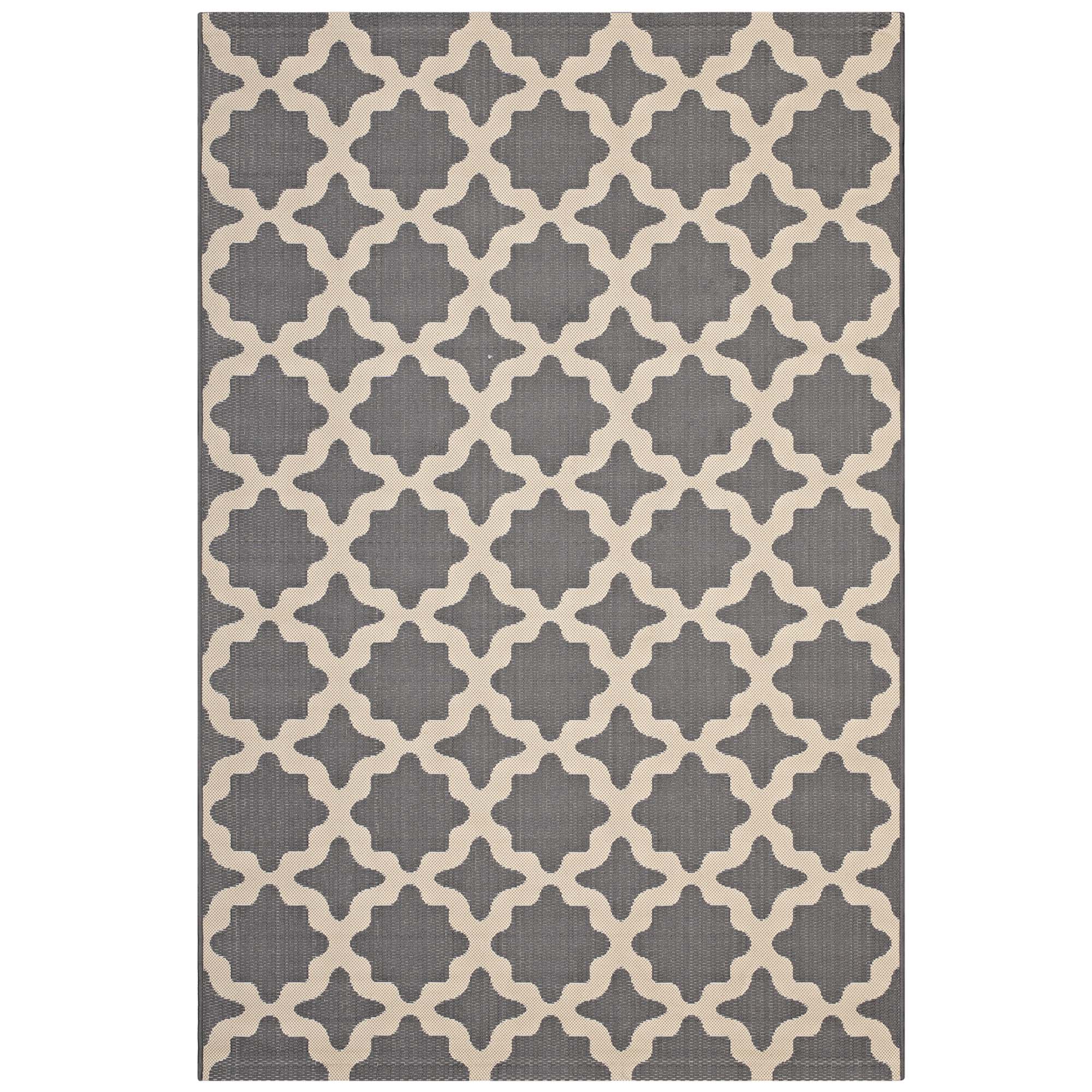 Cerelia Moroccan Trellis Indoor and Outdoor 4x6 Area Rug - Gray and Beige
