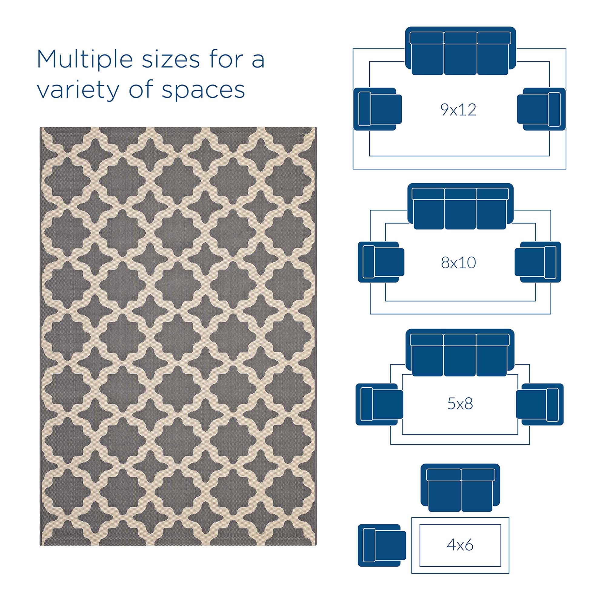 Cerelia Moroccan Trellis Indoor and Outdoor 4x6 Area Rug - Black and Beige