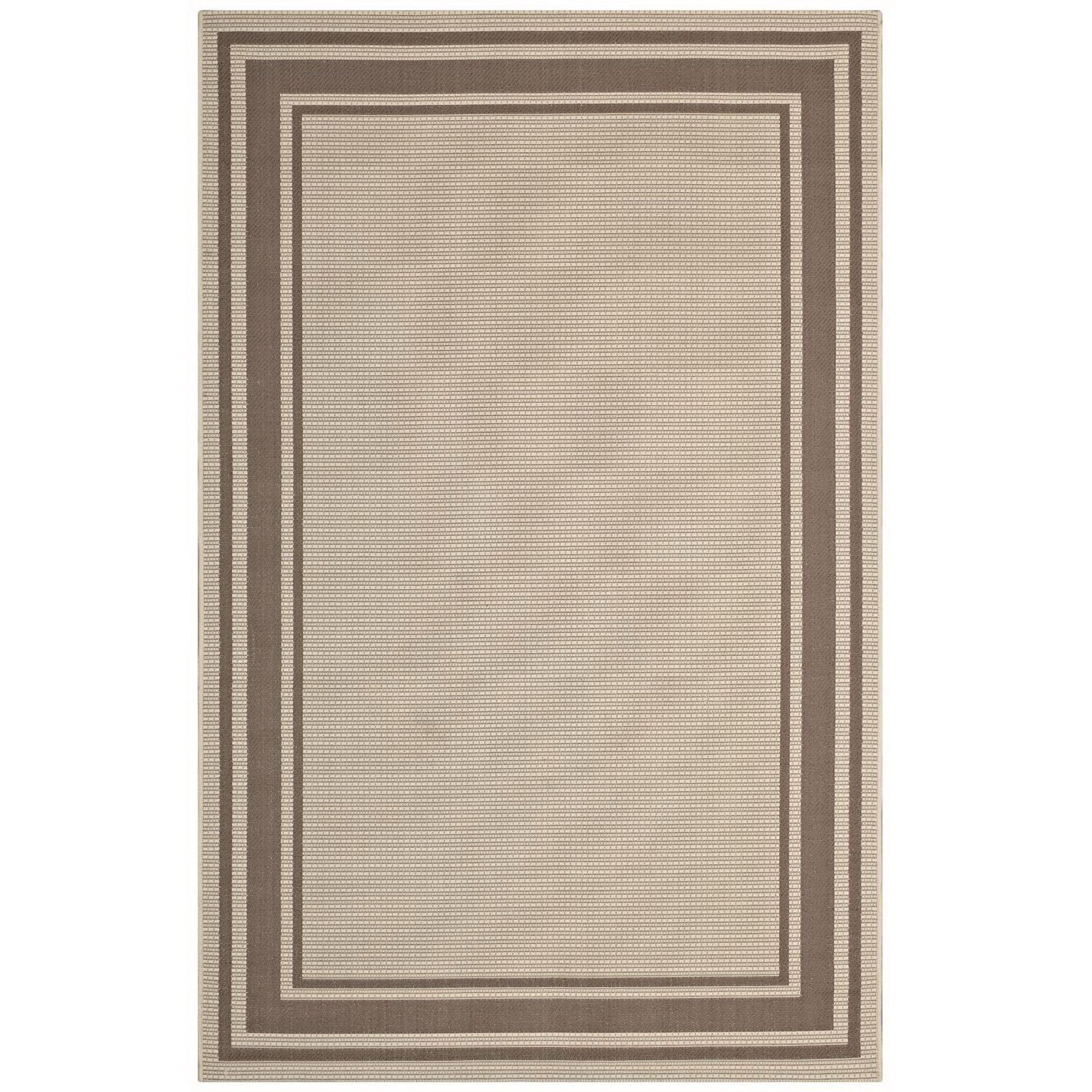 Rim Solid Border Indoor and Outdoor 5x8 Area Rug - Light and Dark Beige