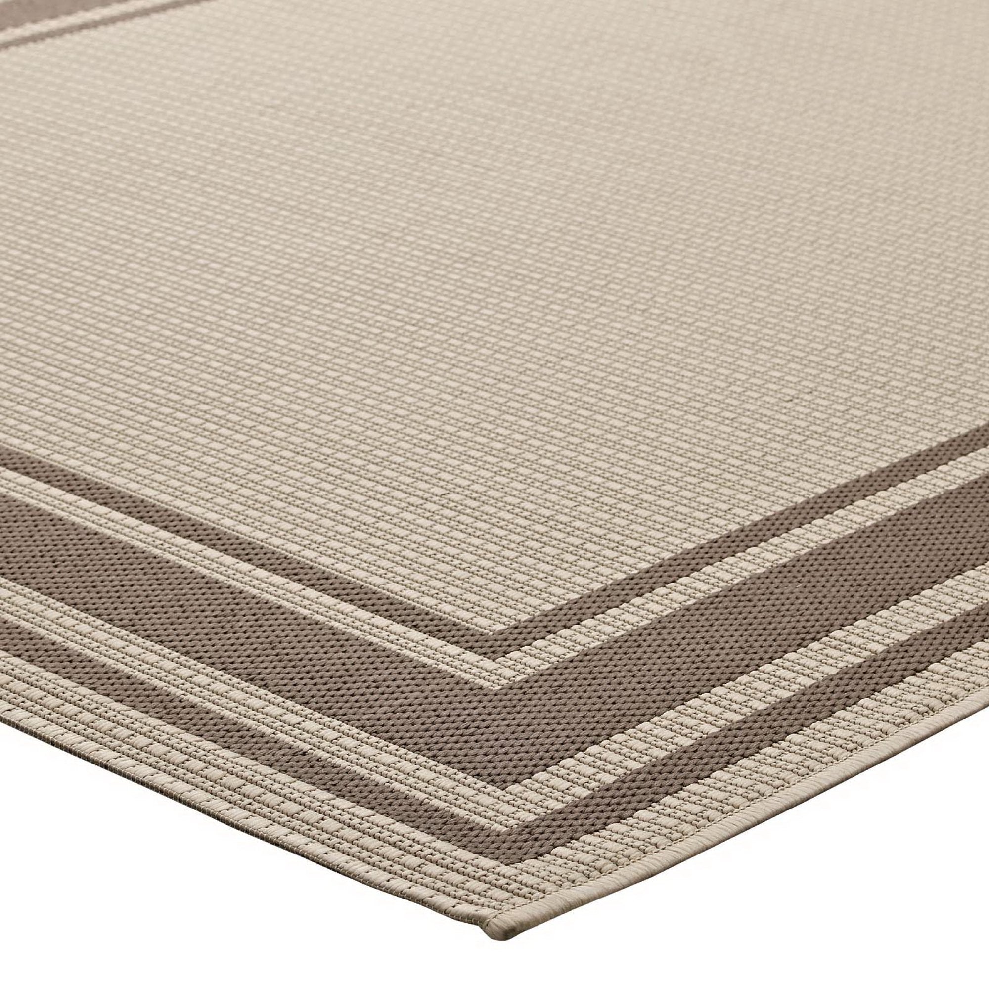 Rim Solid Border Indoor and Outdoor 5x8 Area Rug - Gray and Beige