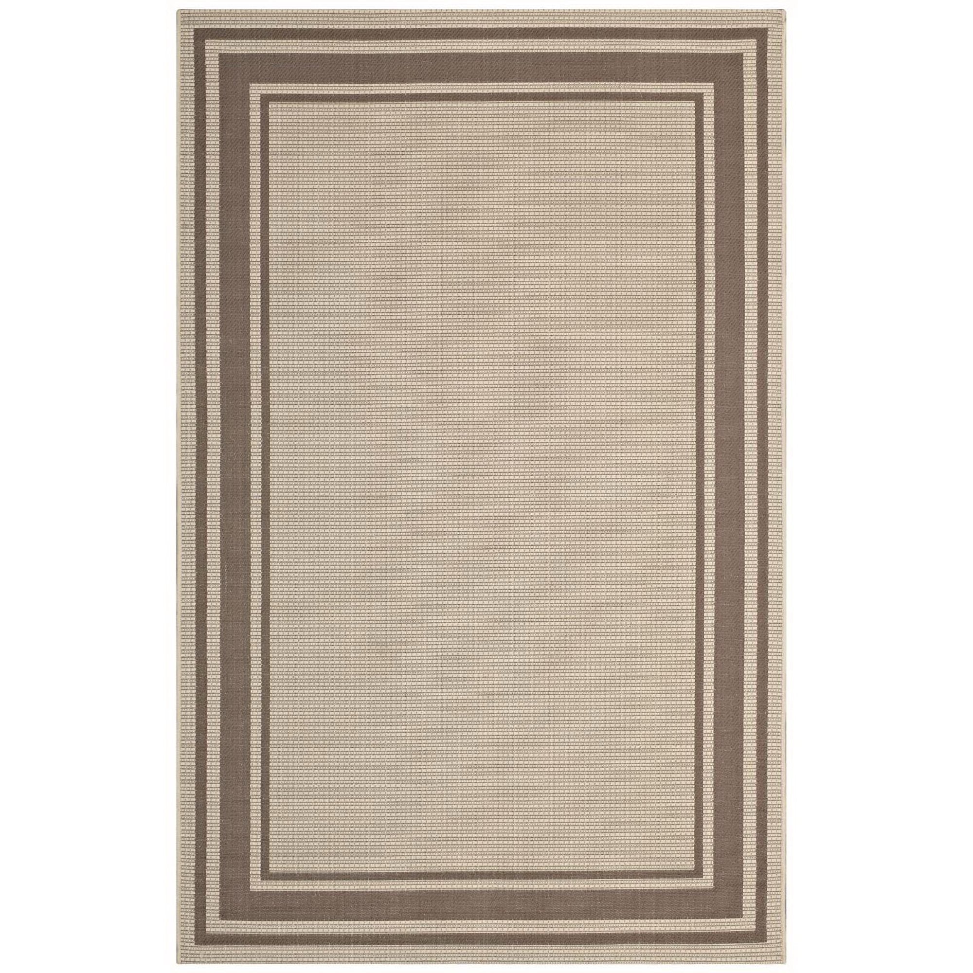 Rim Solid Border Indoor and Outdoor 8x10 Area Rug - Light and Dark Beige