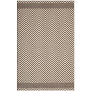 Optica Chevron With End Borders Indoor and Outdoor 5x8 Area Rug - Light and Dark Beige